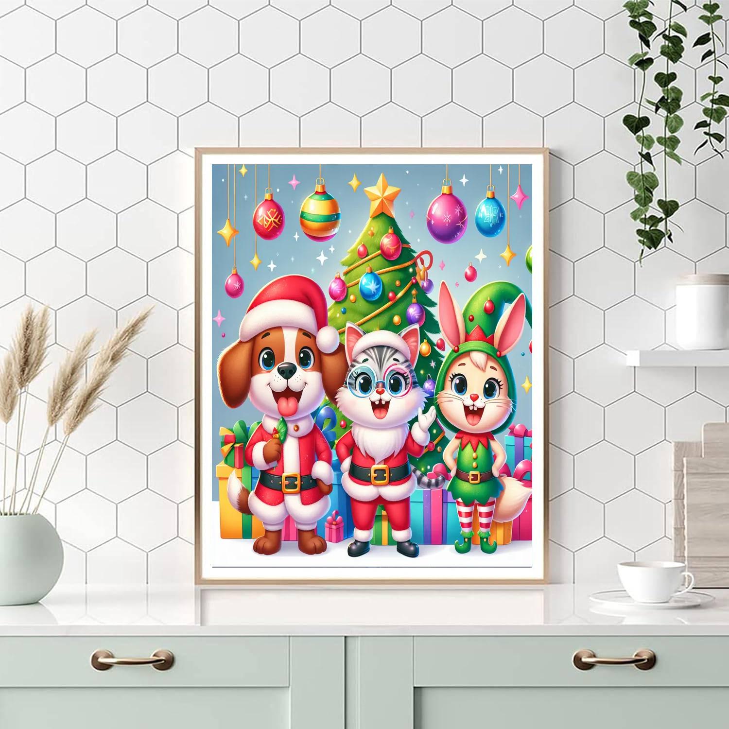 Happy Holidays Animals Numbered Painting Kits