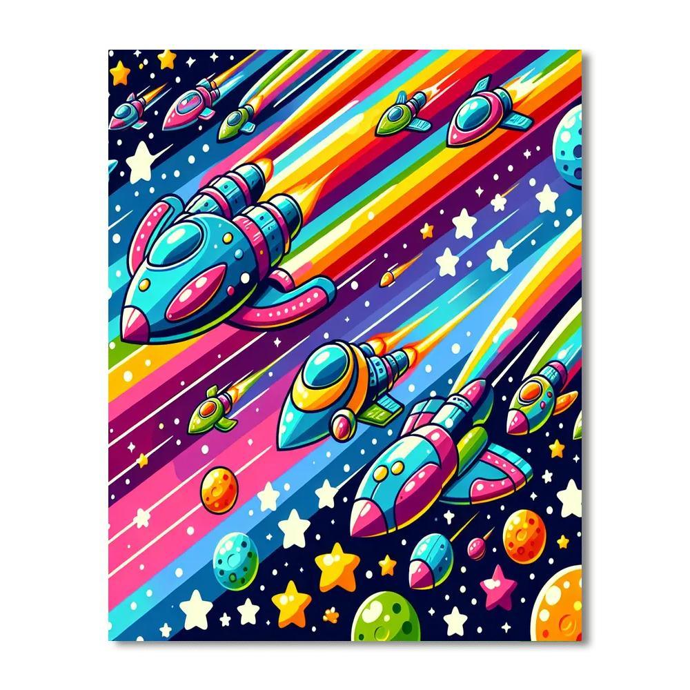 Cool Space Racers Paint By Numbers