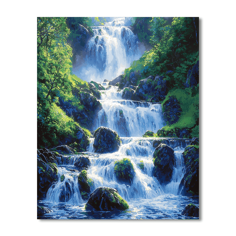 Constable Inspired Cascading Waterfalls - DIY Painting By Numbers Kit
