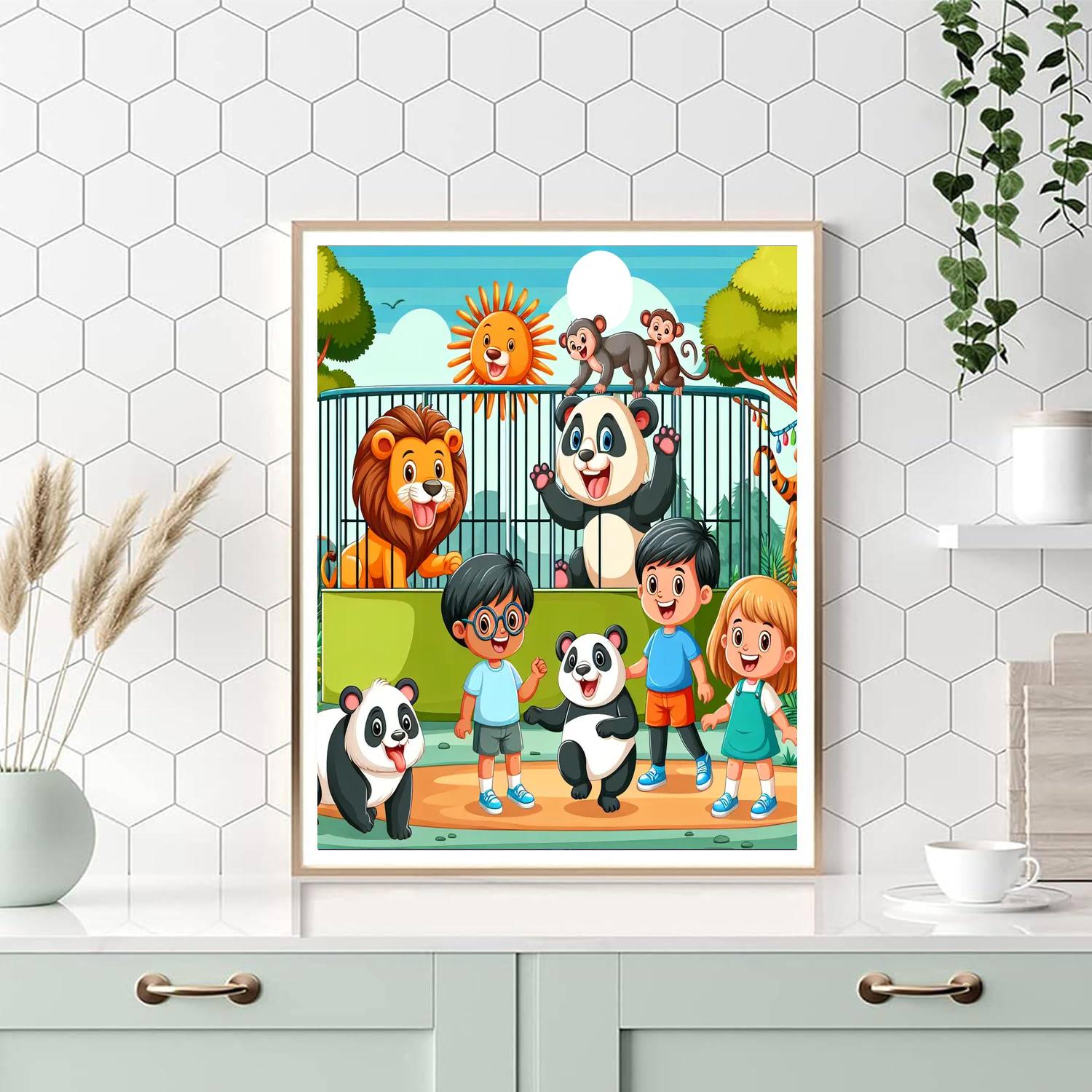 Lively Adventure At The Zoo Painting By Numbers Kit