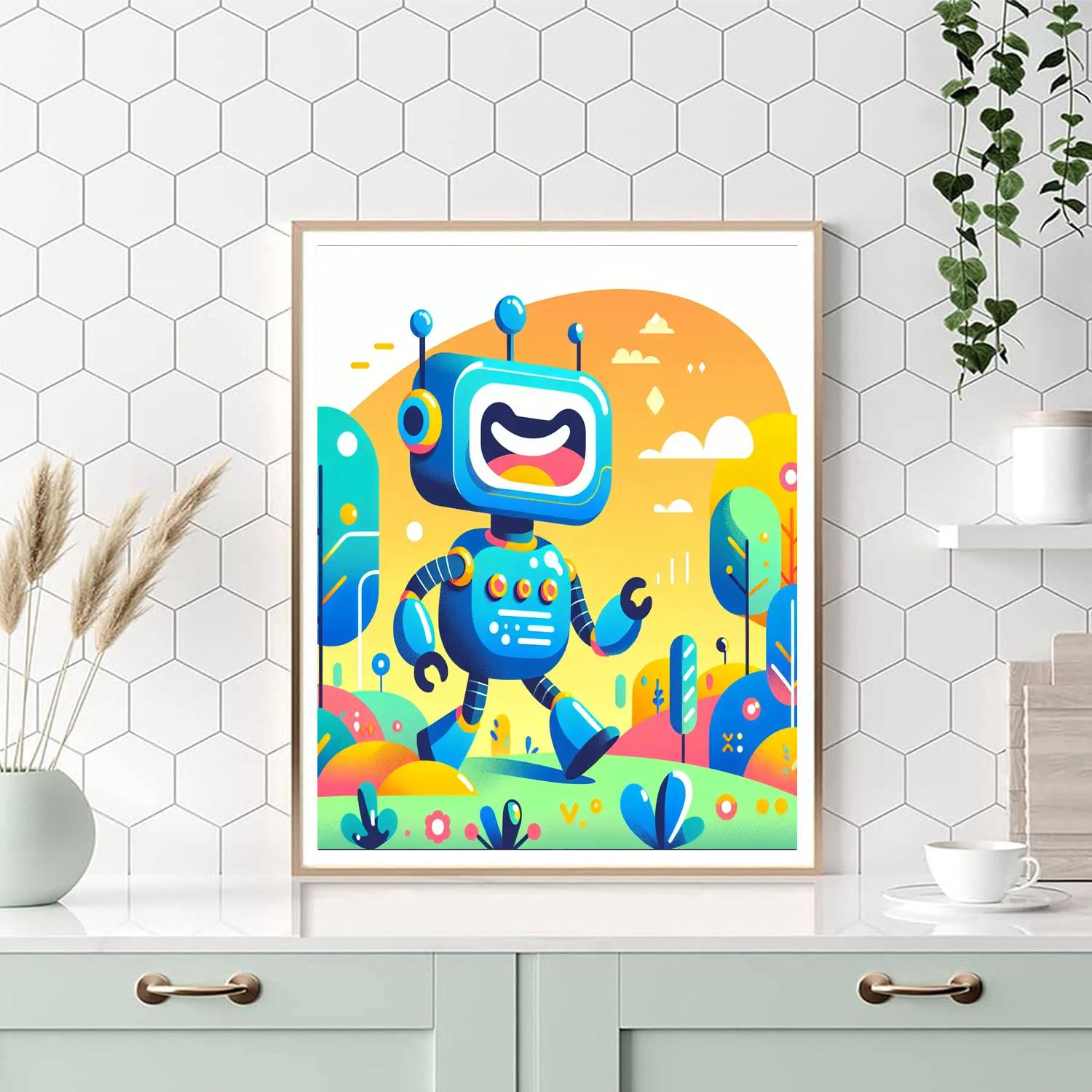 Funny Robot Adventure Painting By Numbers Kit
