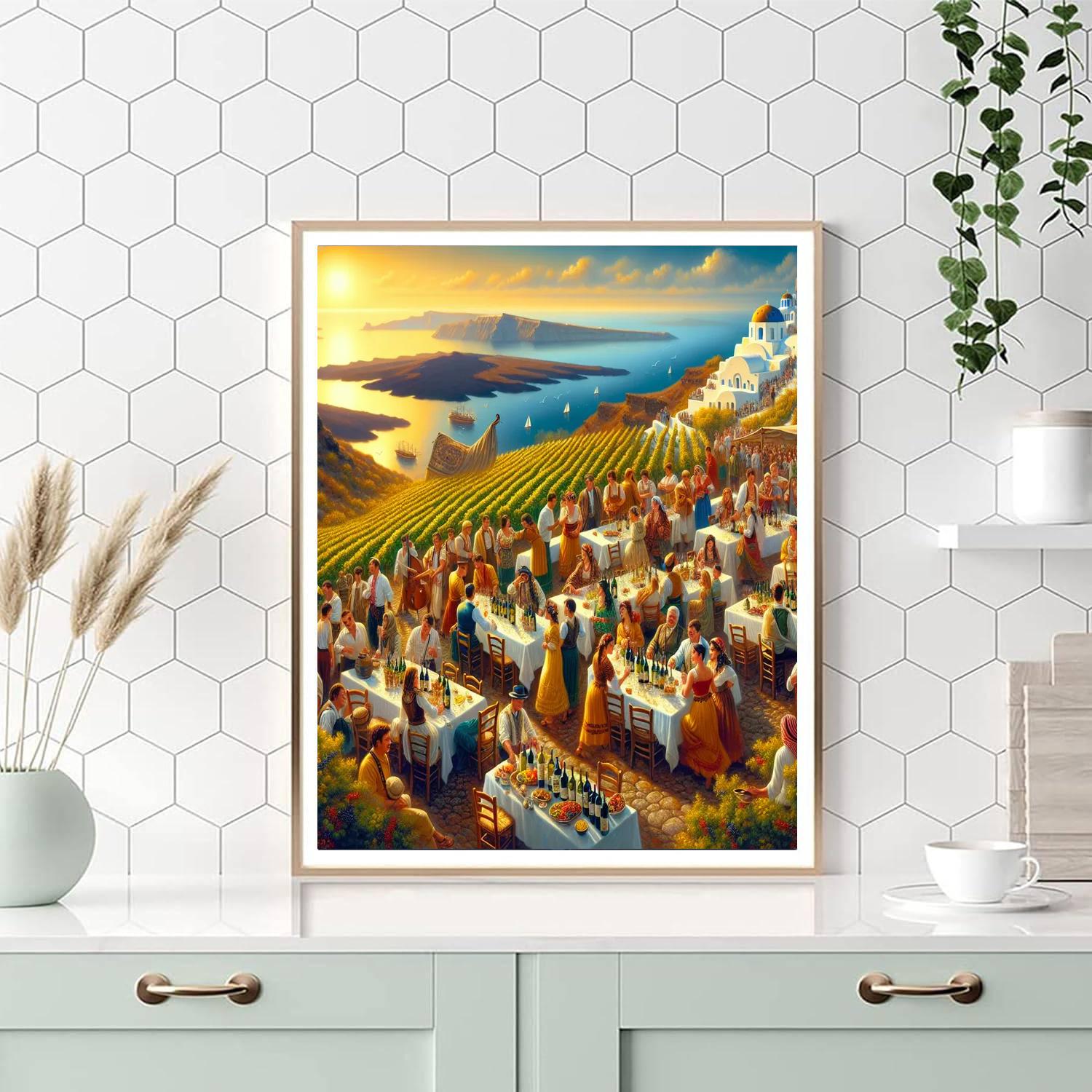 Santorini Wine Festival - Greece Paint By Numbers Art