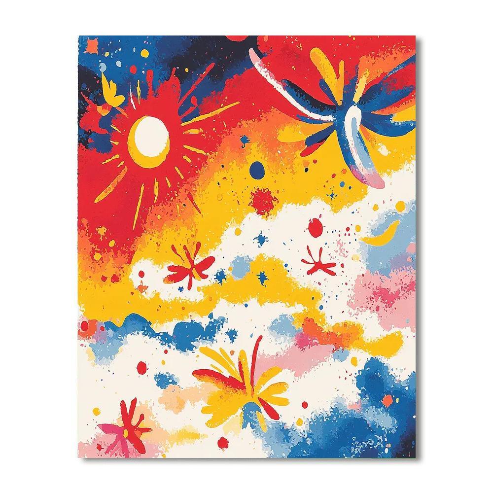 Joan Miró Inspired Whimsical Sky Adventures  Numbered Painting Kits