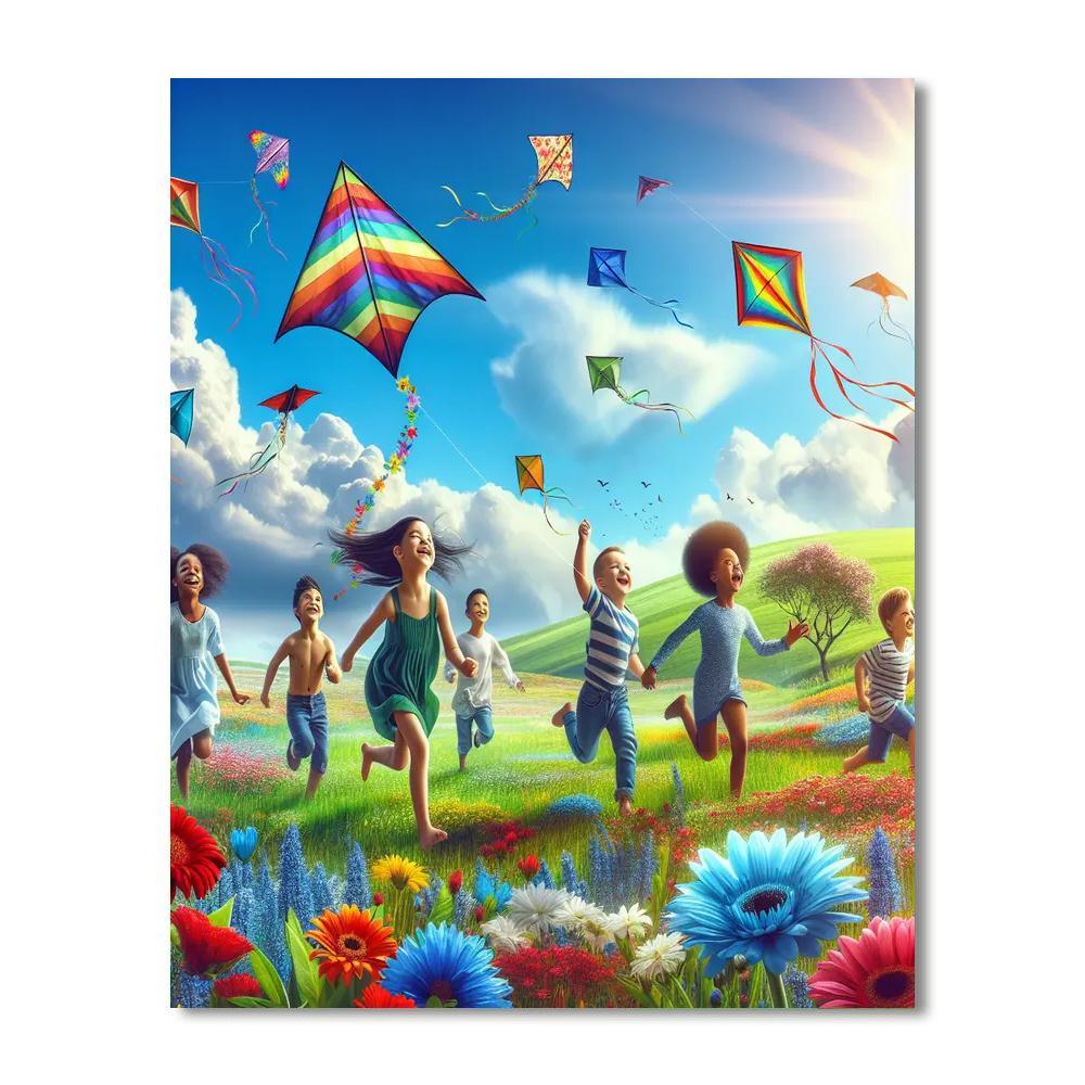 Colorful Kite Flying DIY Paint By Numbers