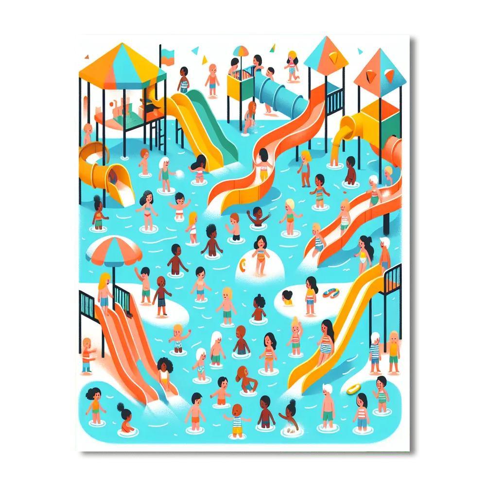 Whimsical Water Park Painting By Numbers Kit