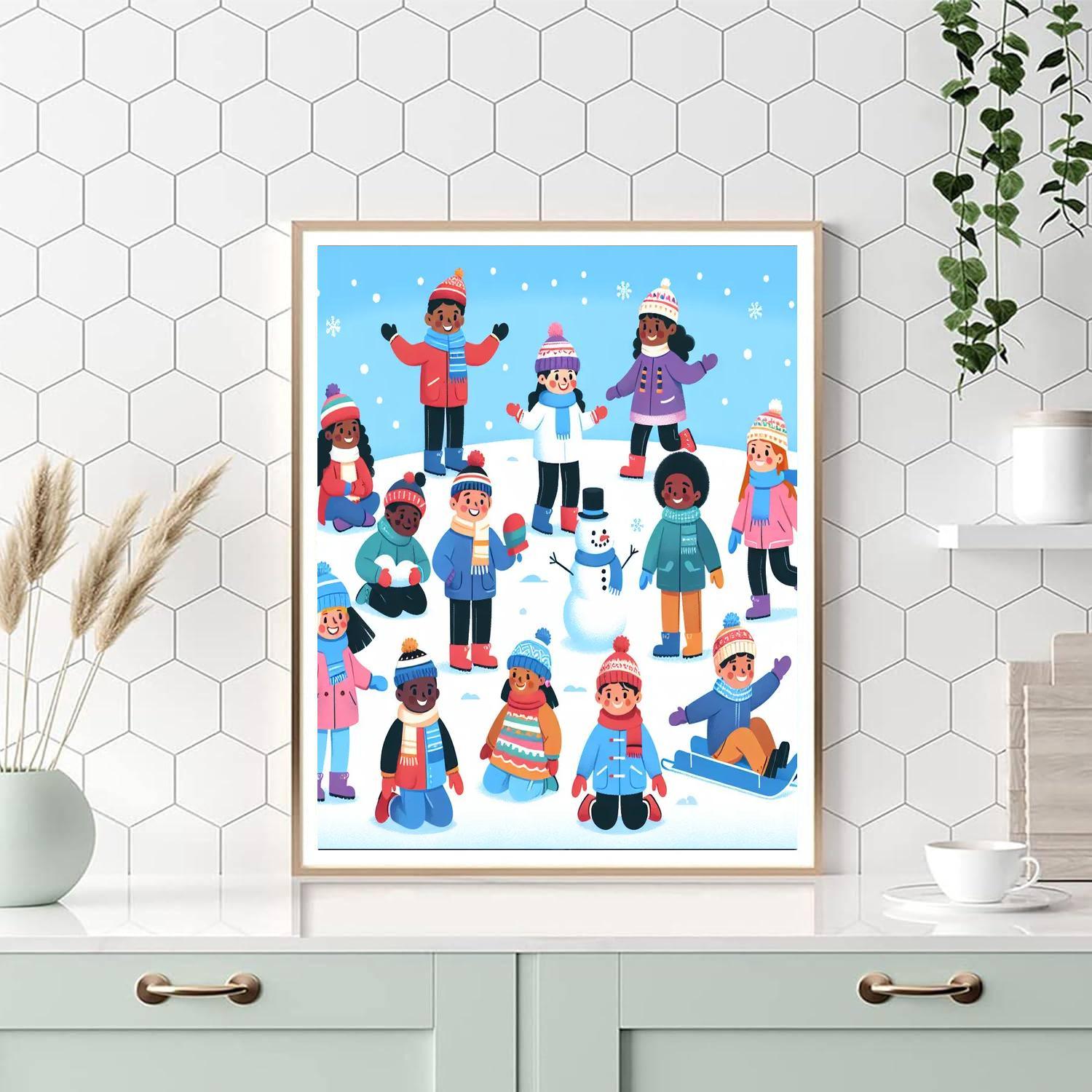 Exciting Snowy Day Painting By Numbers Kit