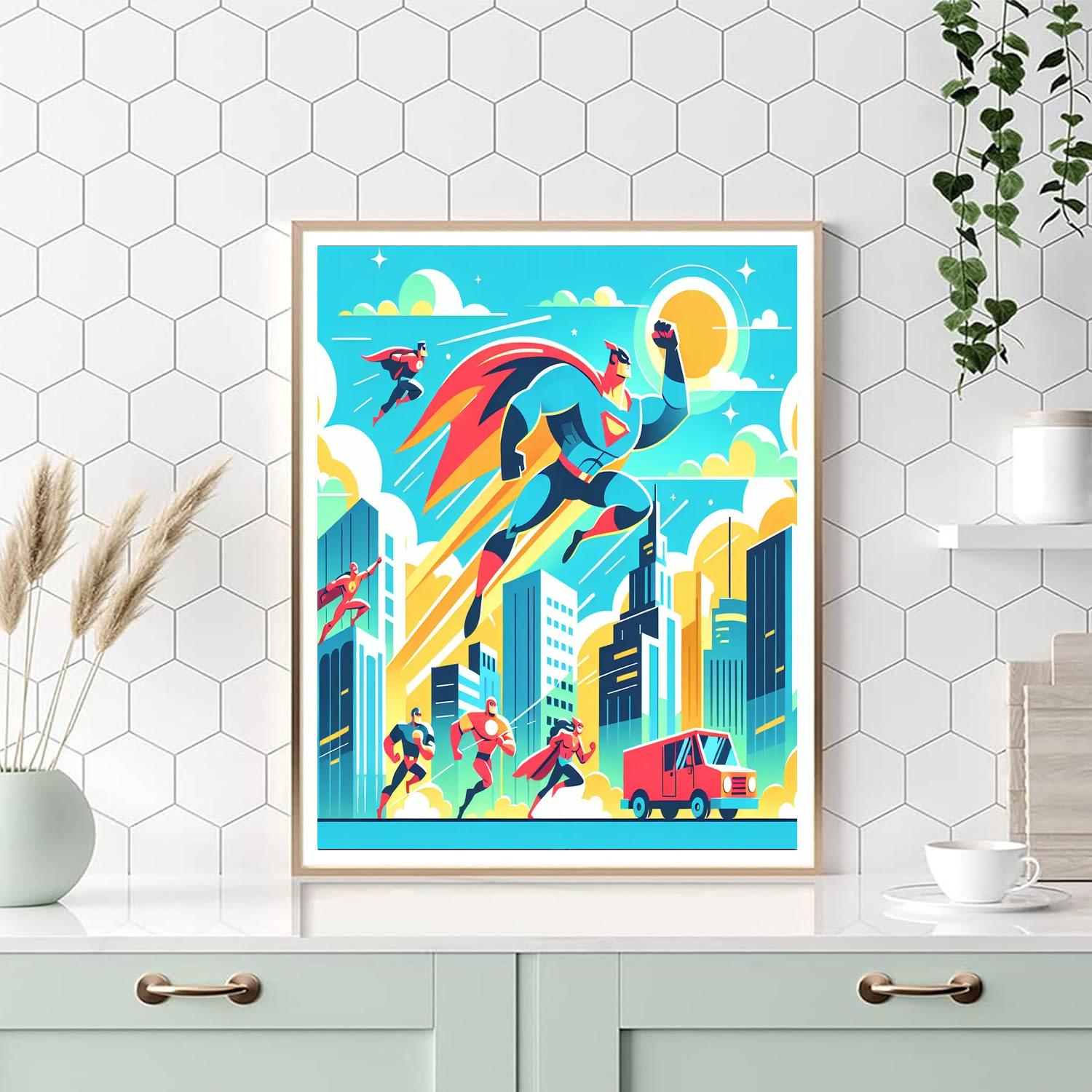 Superhero City Adventures Paint By Numbers Art