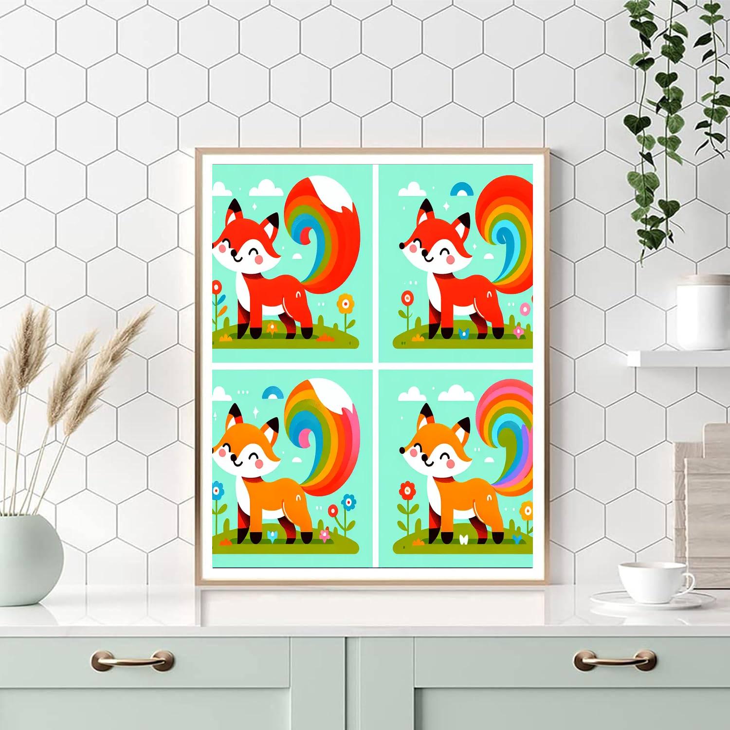Rainbow Foxes Gathering Paint By Numbers