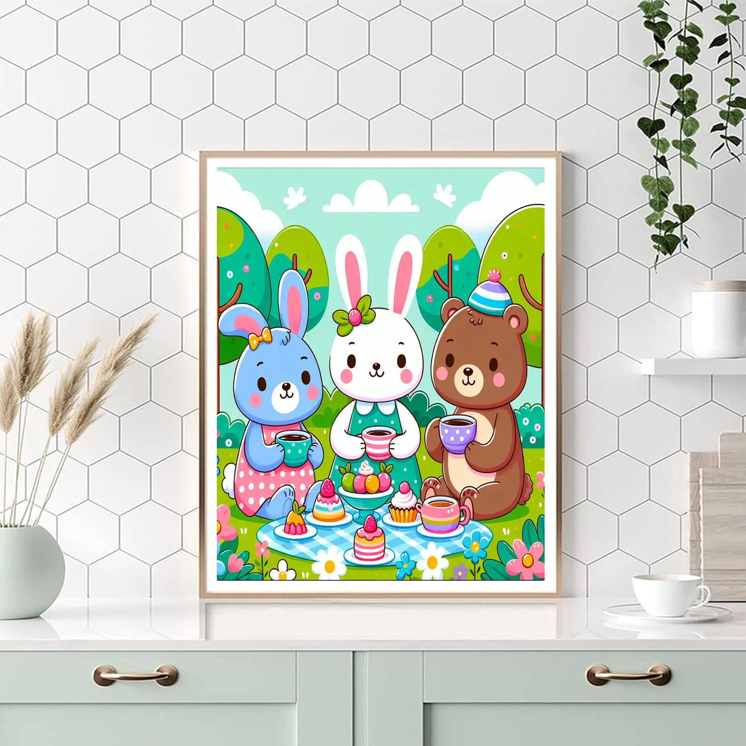 Joyful Animal Tea Party Numbered Painting Kits