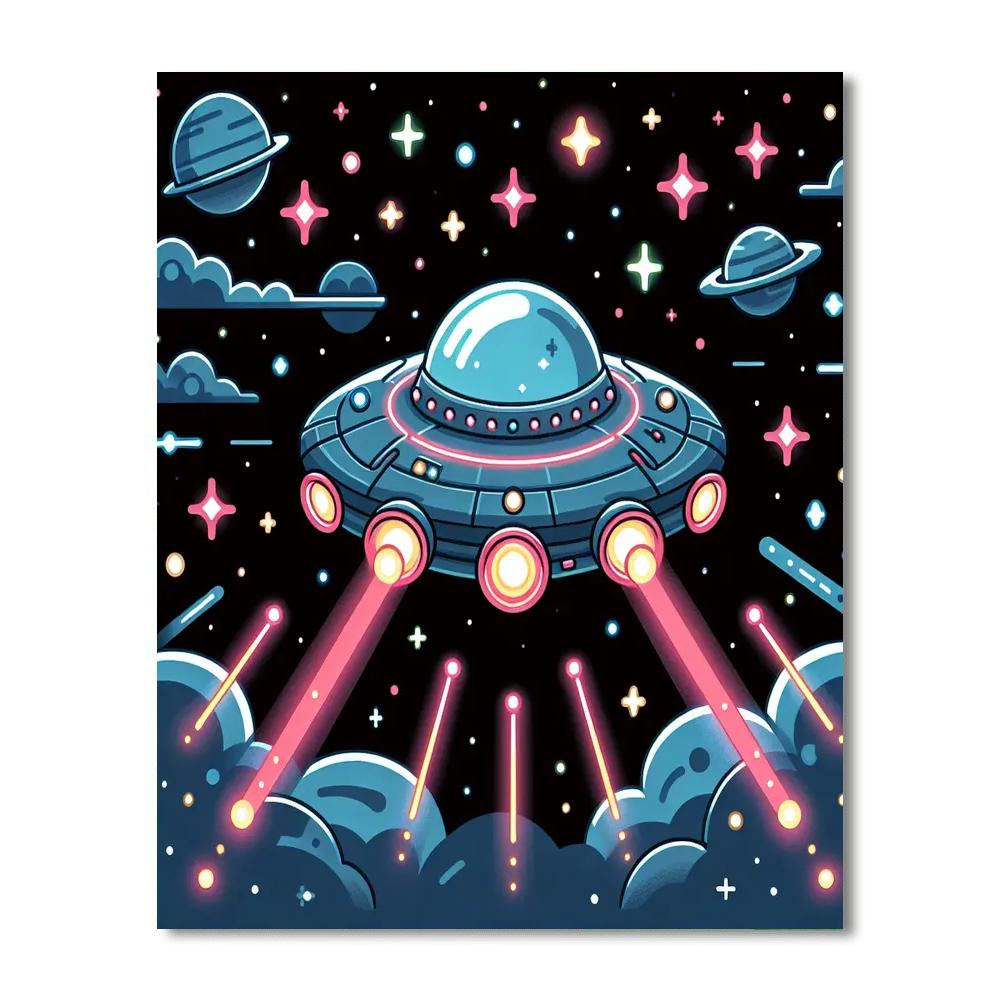 Galactic Spaceship Paint By Numbers Art