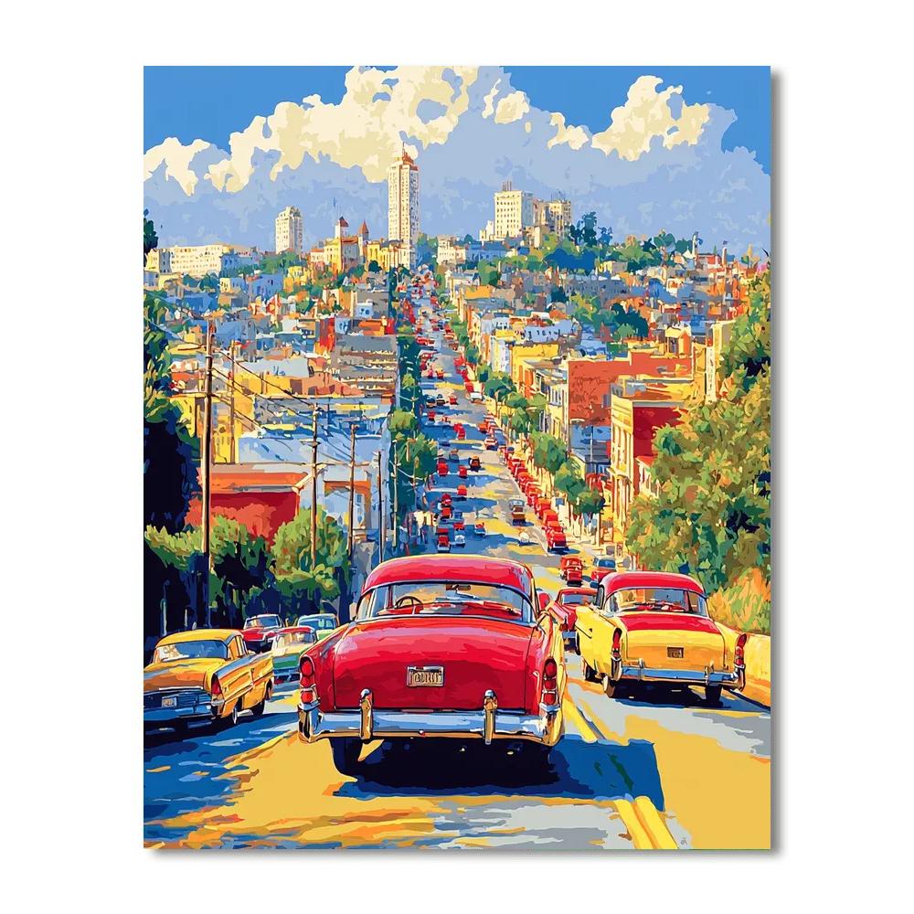 Edward Hopper Inspired Vintage Auto Reverie  Number Painting