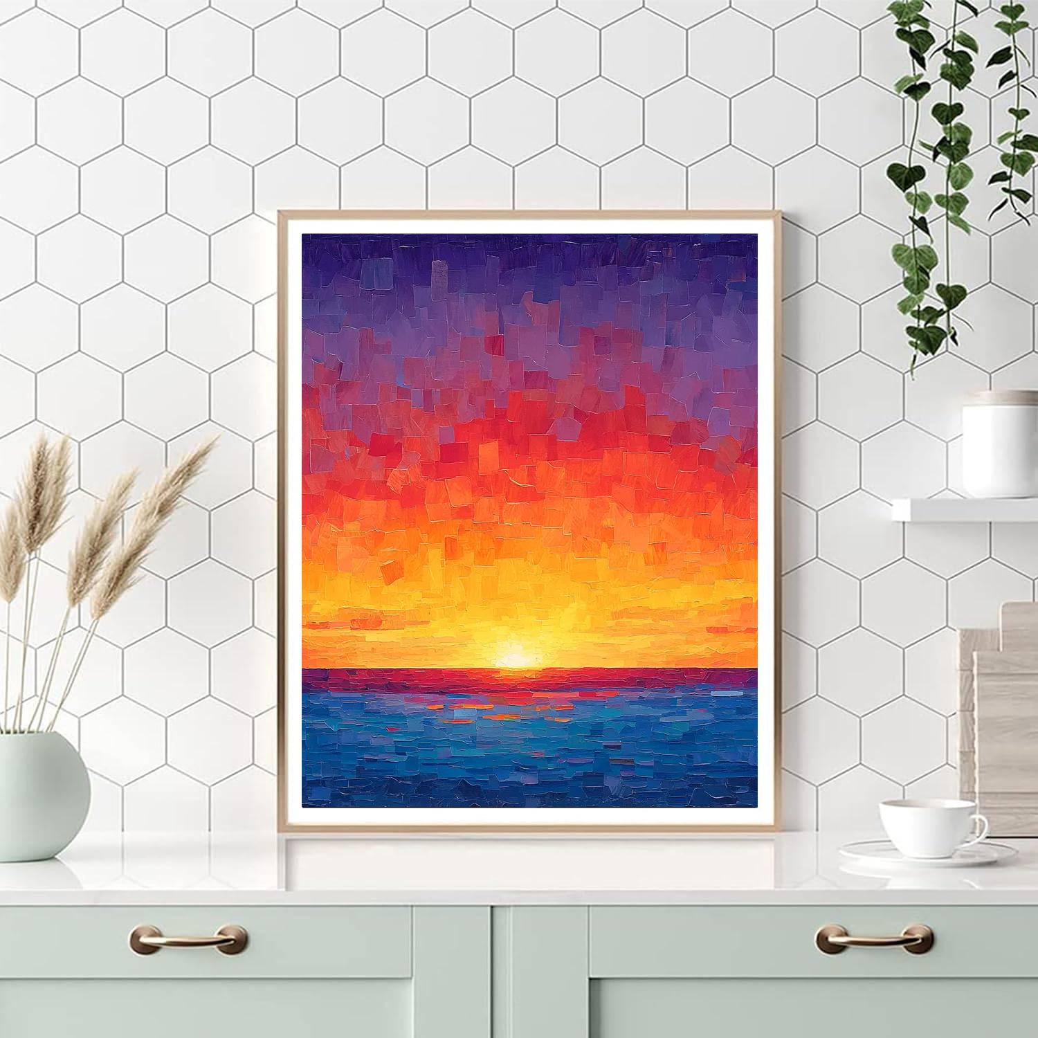 Georges Seurat Inspired Radiant Horizon Abstract  Number Painting