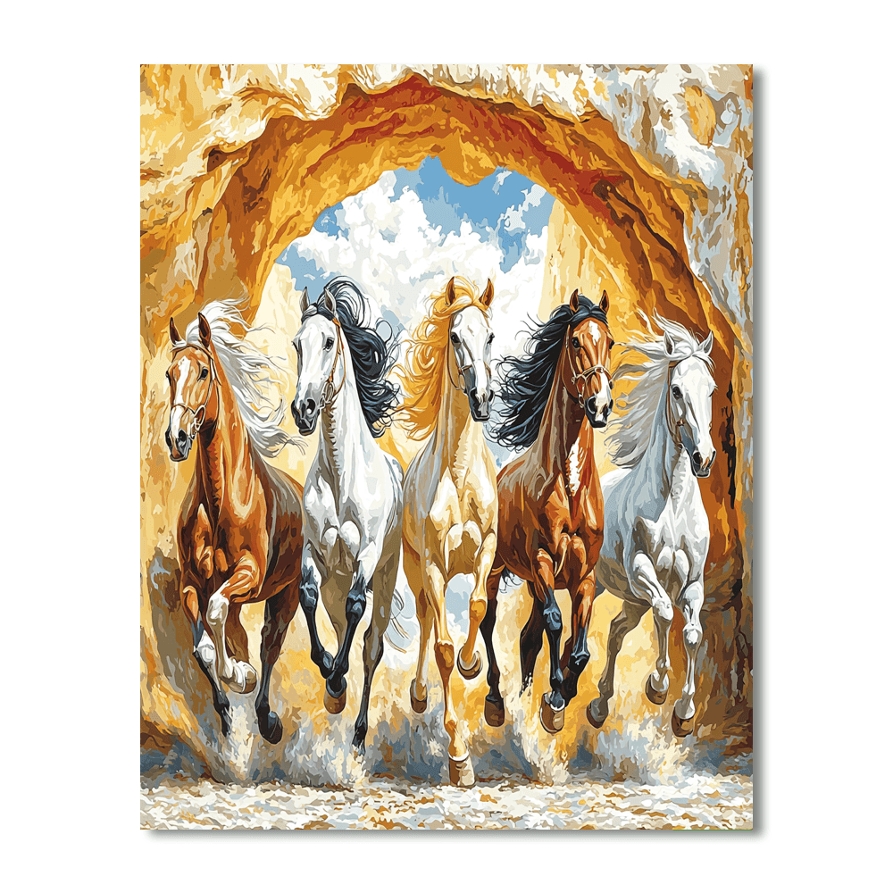 Michelangelo Inspired Michelangelo's Majestic Horses  Paint By Numbers Kits