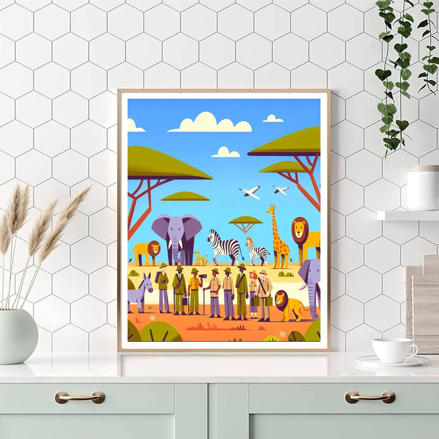 Animal Safari Expedition Paint By Numbers Art
