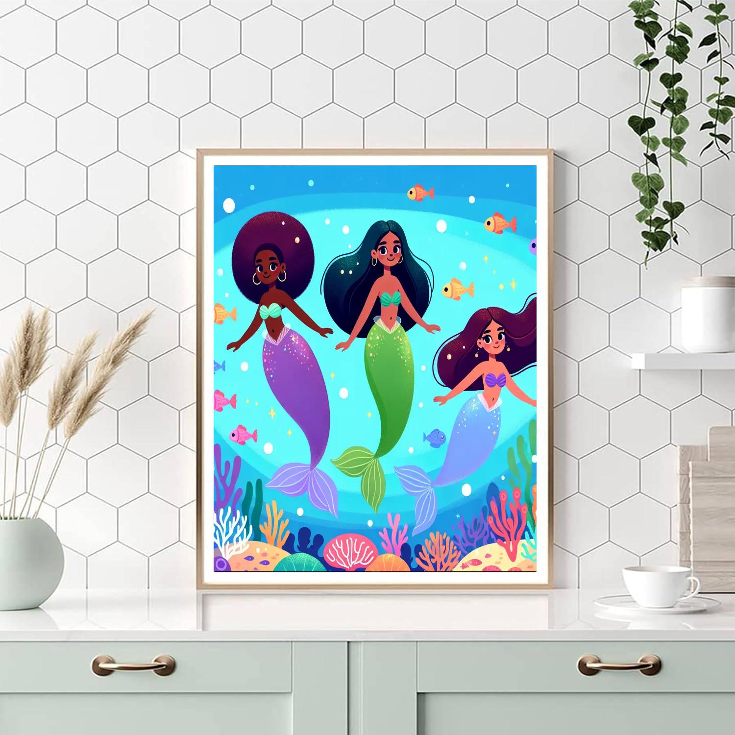Rainbow Mermaid Magic Number Painting