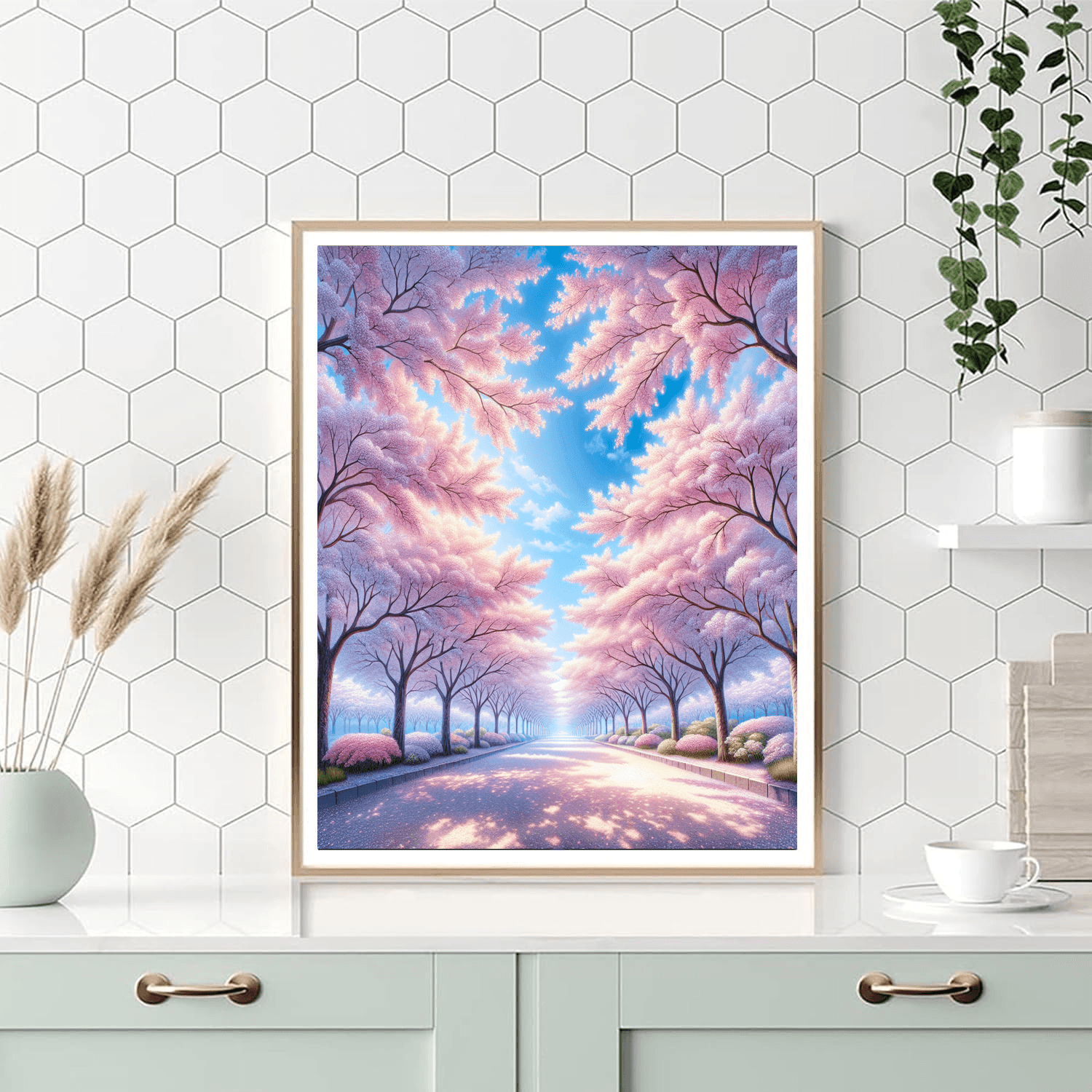 Radiant Cherry Blossom Lane Painting Number Kit