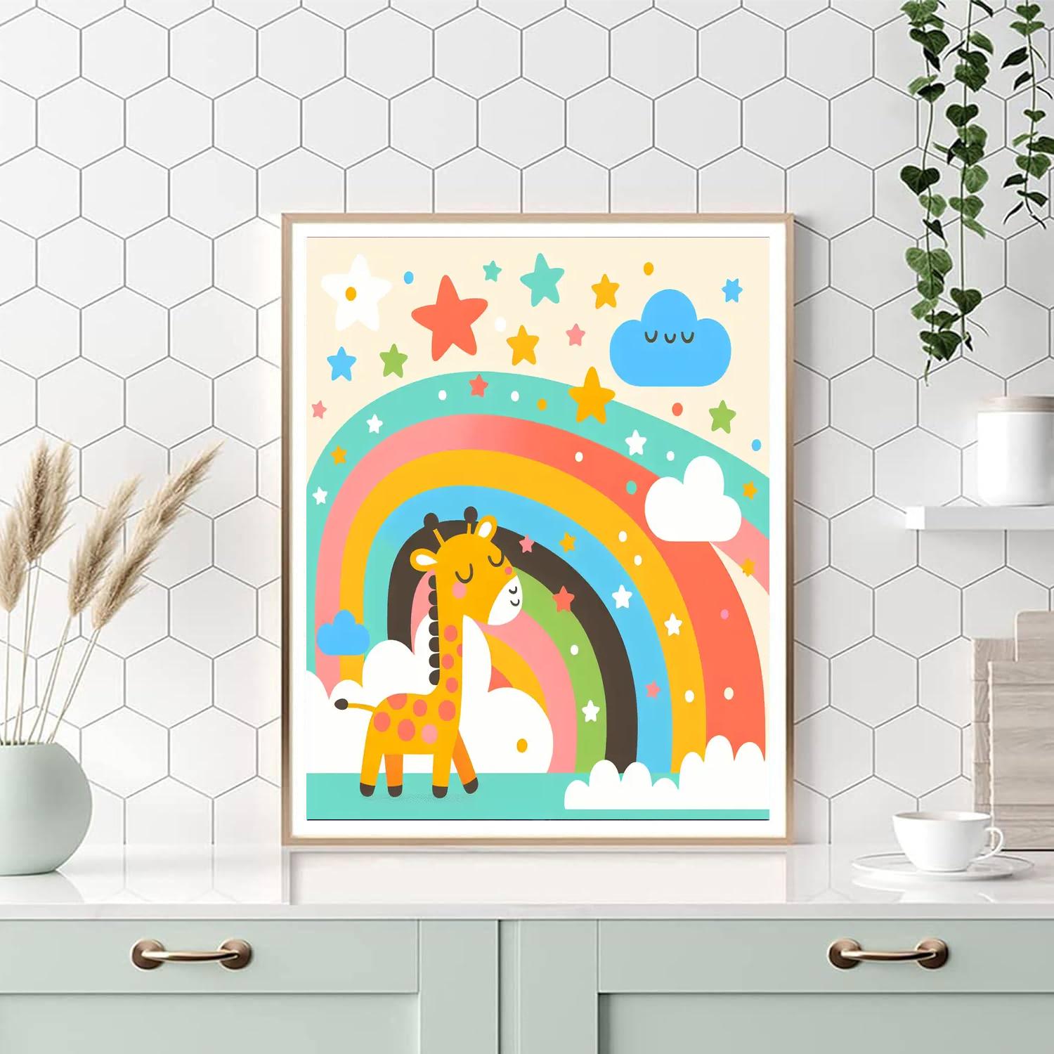 Giraffe's Sky Journey Number Painting