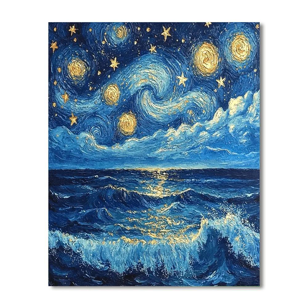 Vincent Van Gogh Inspired Starry Night At The Ocean  Paint By Number