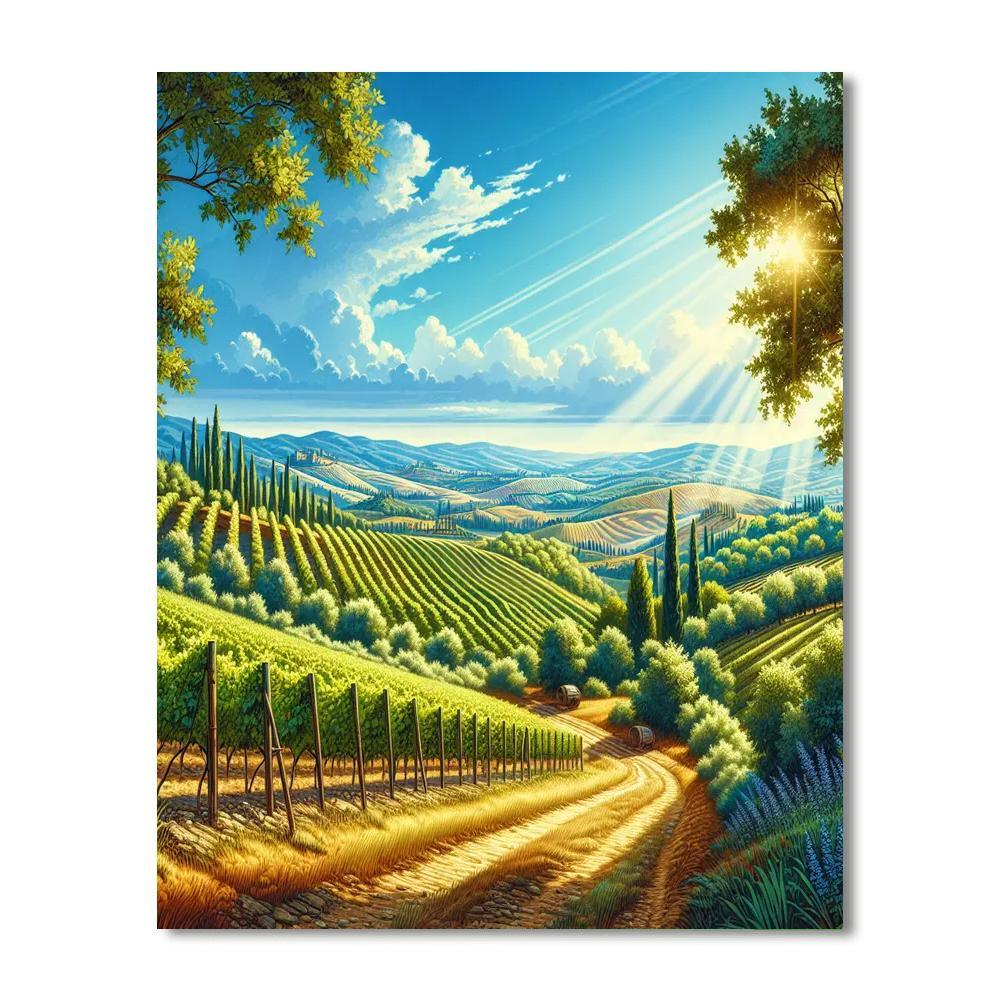 Sunny Tuscan Hills Paint By Number