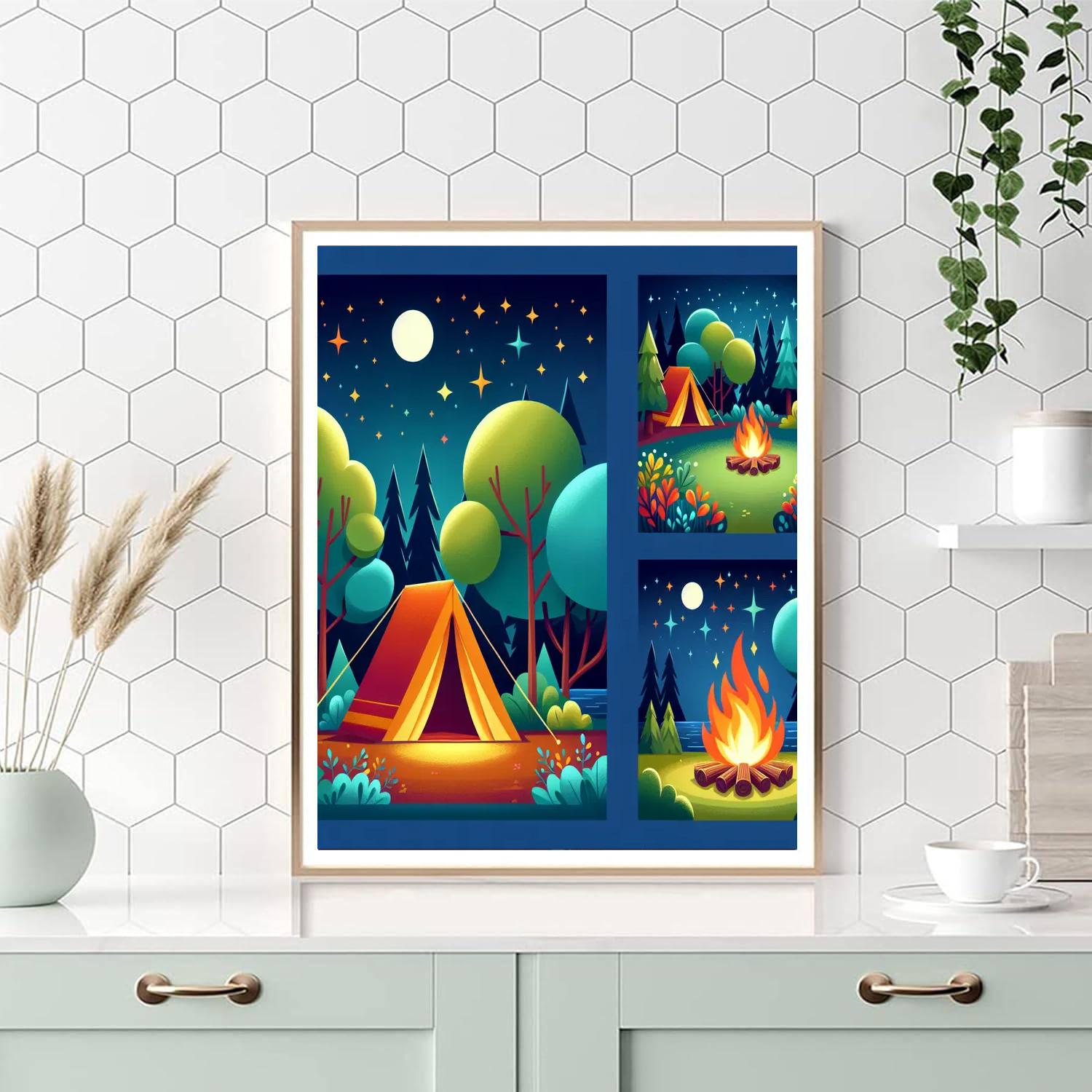 Happy Camping Scene Painting By Numbers Kit