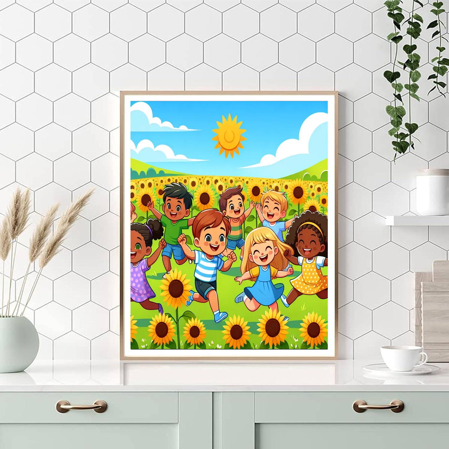 Sunflower Field Frolic Painting By Numbers Kit