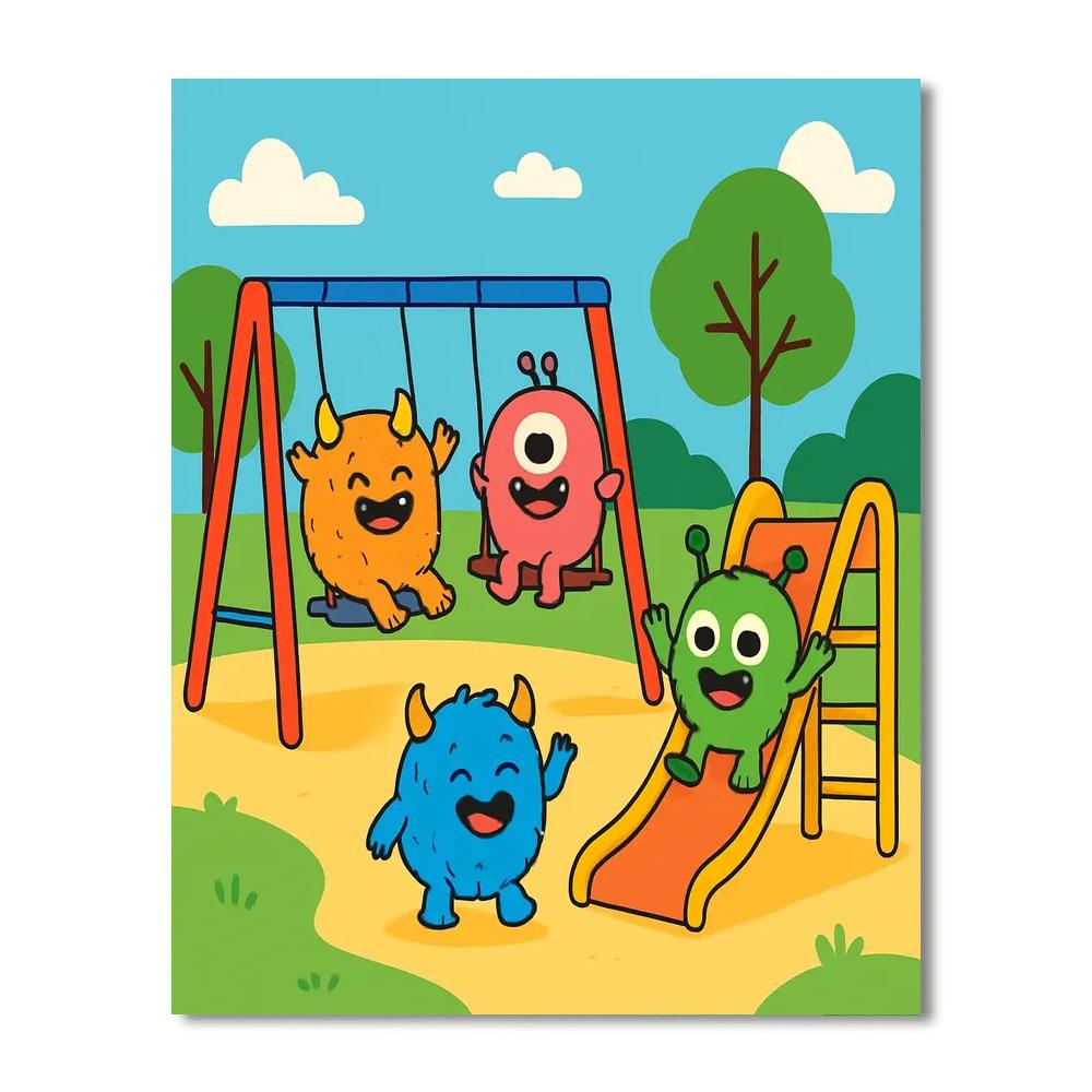 Friendly Monsters In The Playground Paint By Number