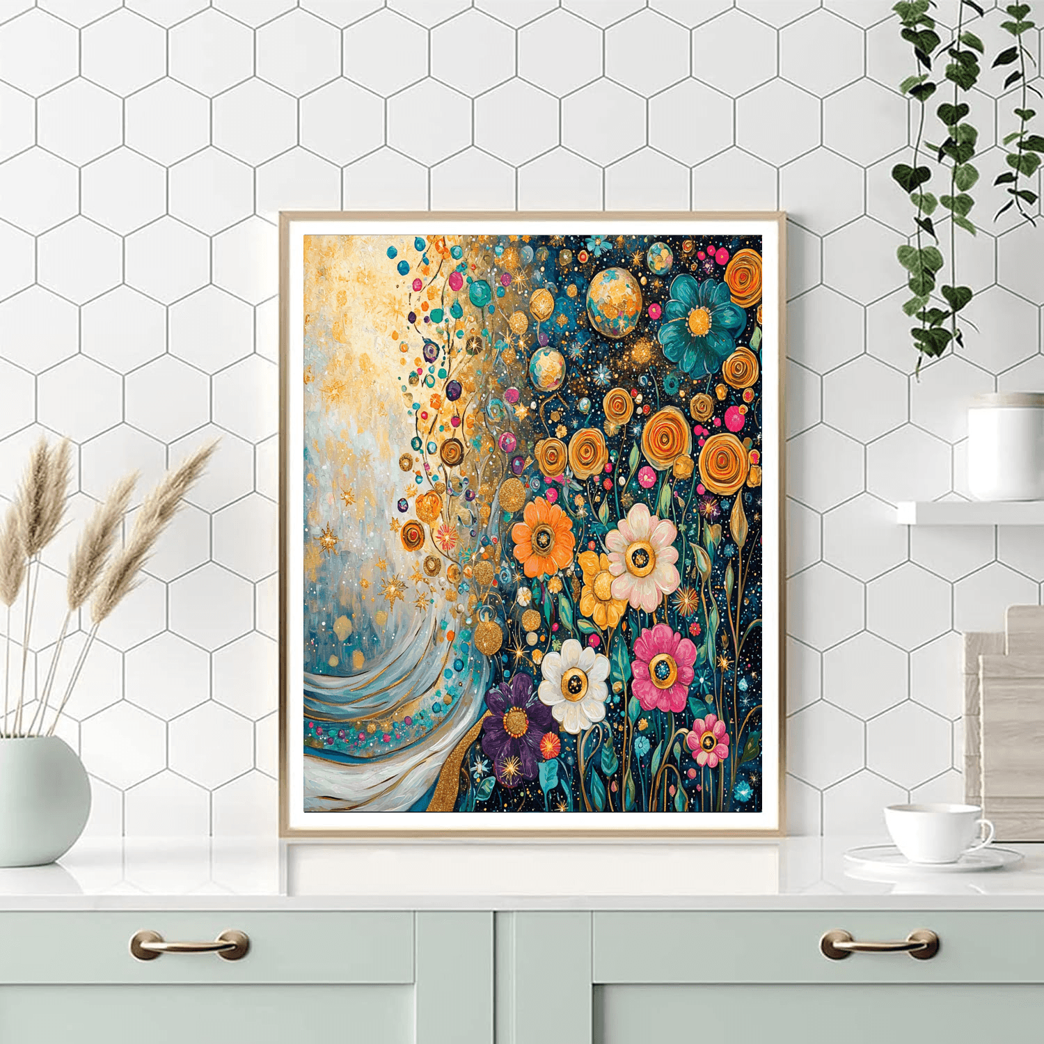Gustav Klimt Inspired Cosmic Flowers  Paint By Color