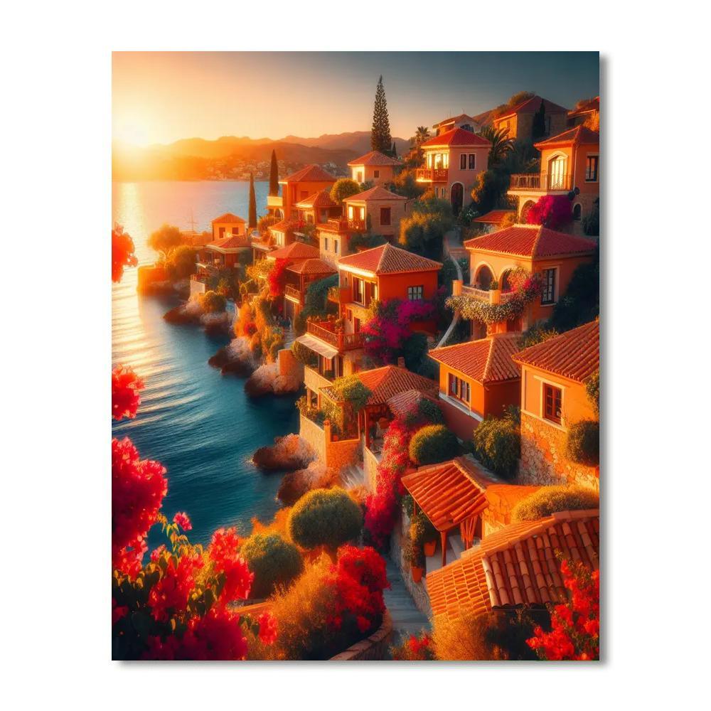 Sun-kissed Mediterranean Village Painting By Numbers Kit
