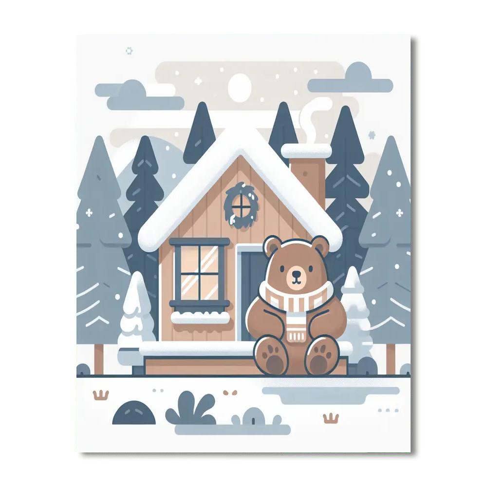 Cozy Bear's Winter Cabin Numbered Painting Kits