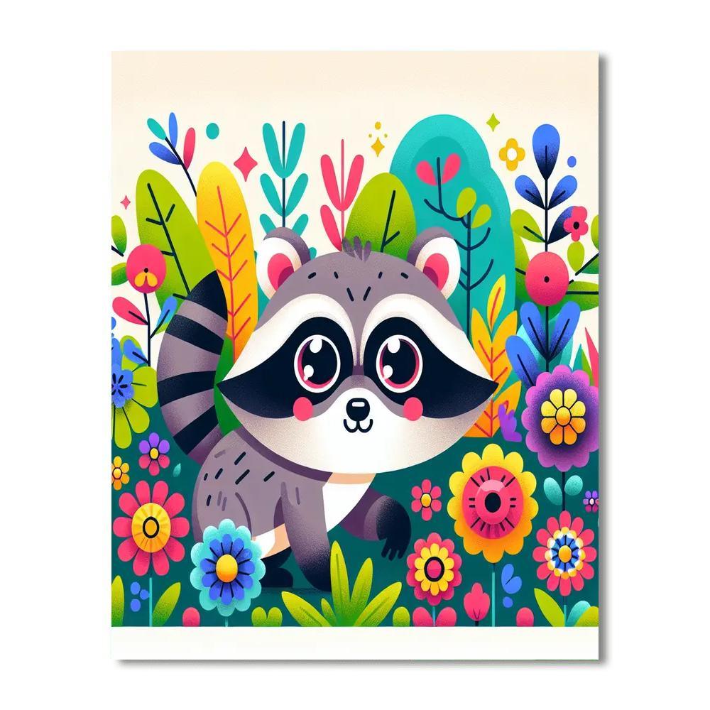 Charming Raccoon Numbered Painting Kits