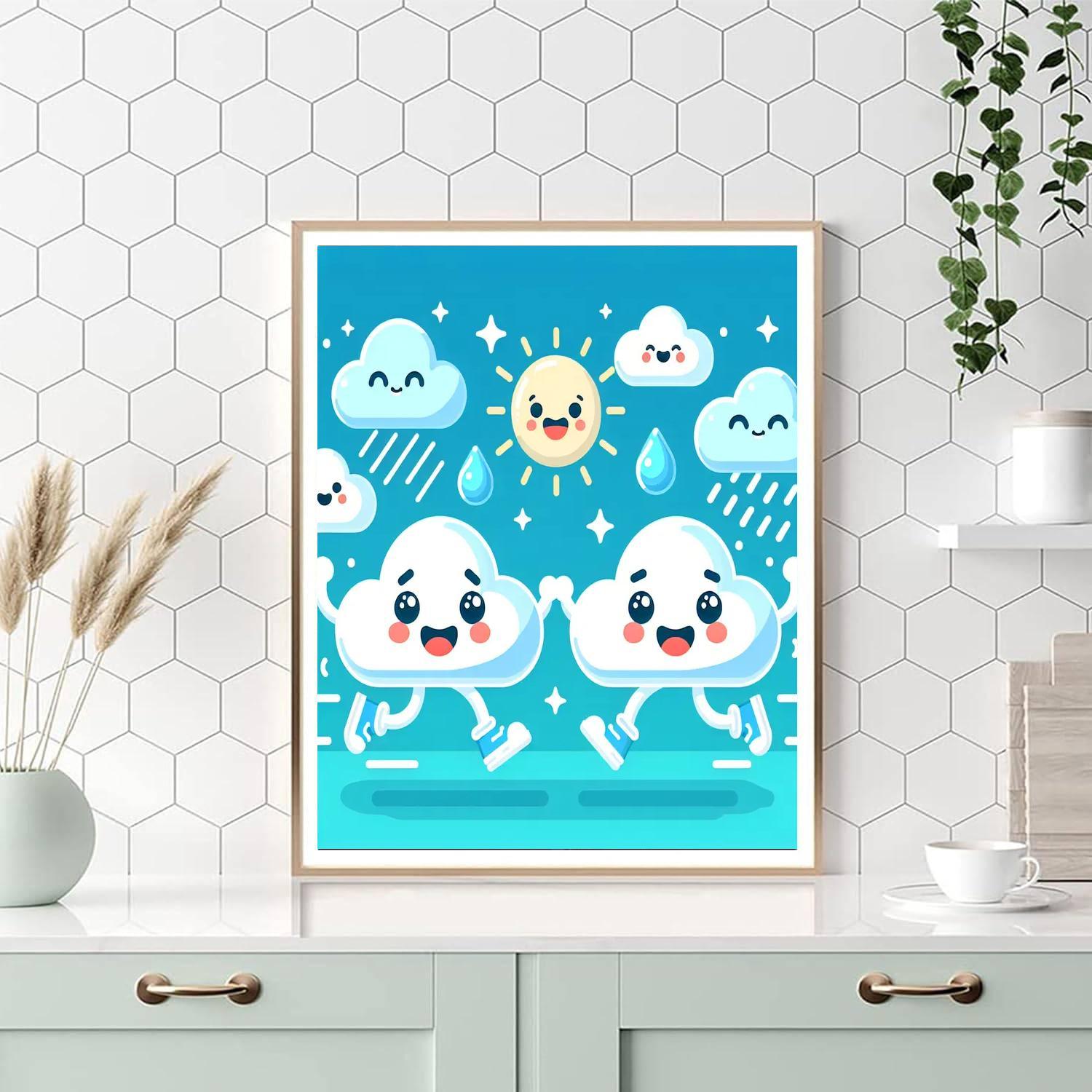 Silly Cloud Characters Paint By Numbers Art