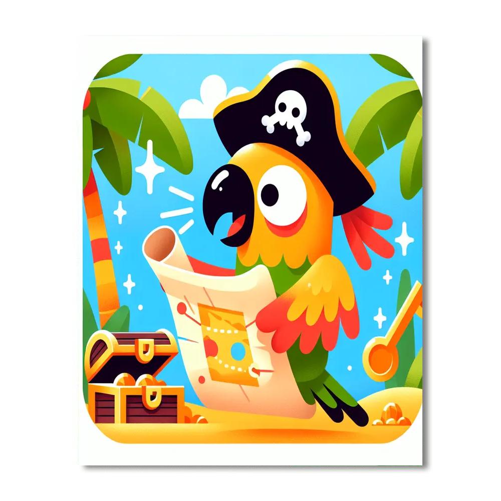 Playful Parrot's Treasure Hunt Number Painting