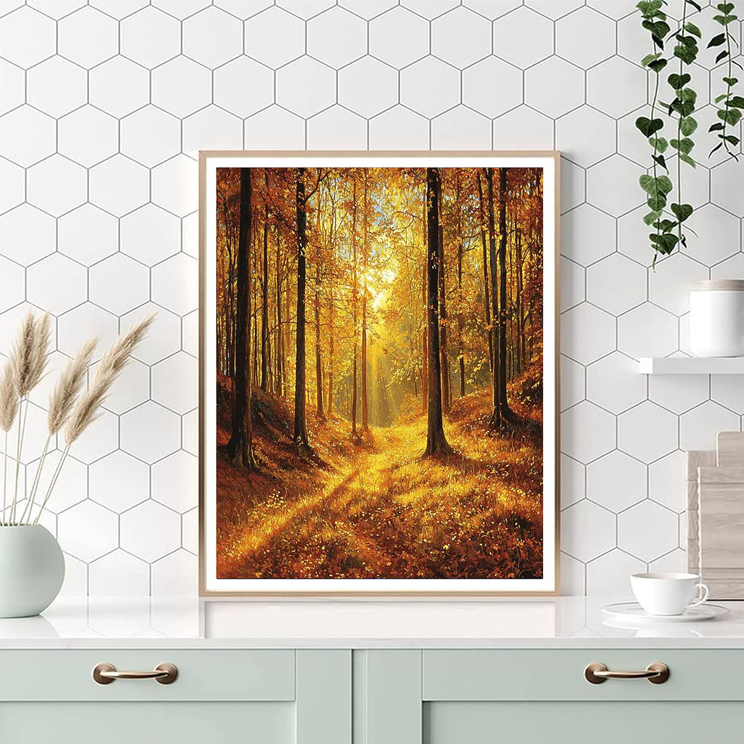 Caspar David Friedrich Inspired Mysterious Autumn Forest  Number Painting