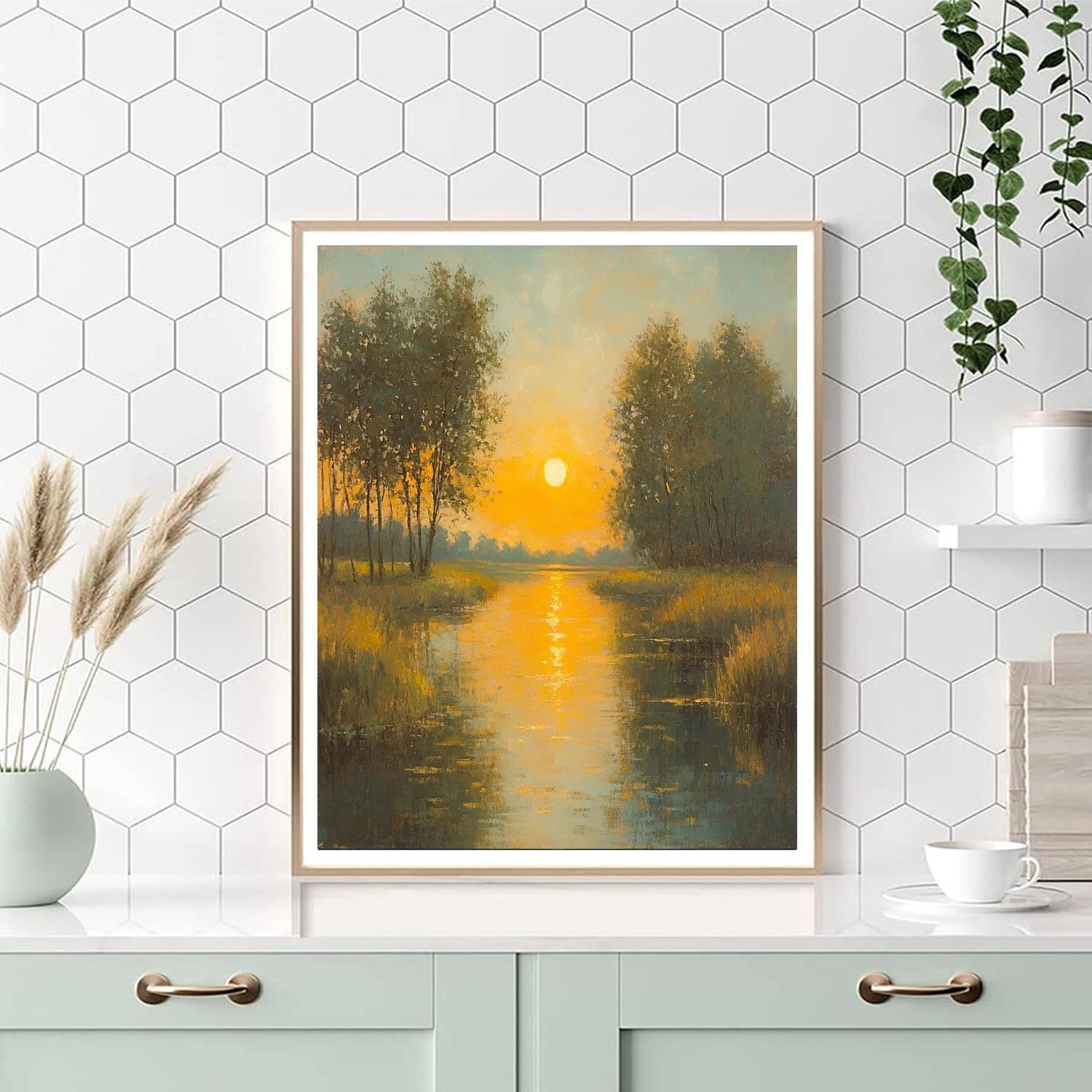 Claude Monet Inspired Monet's Golden Dusk  Numbered Painting Kits