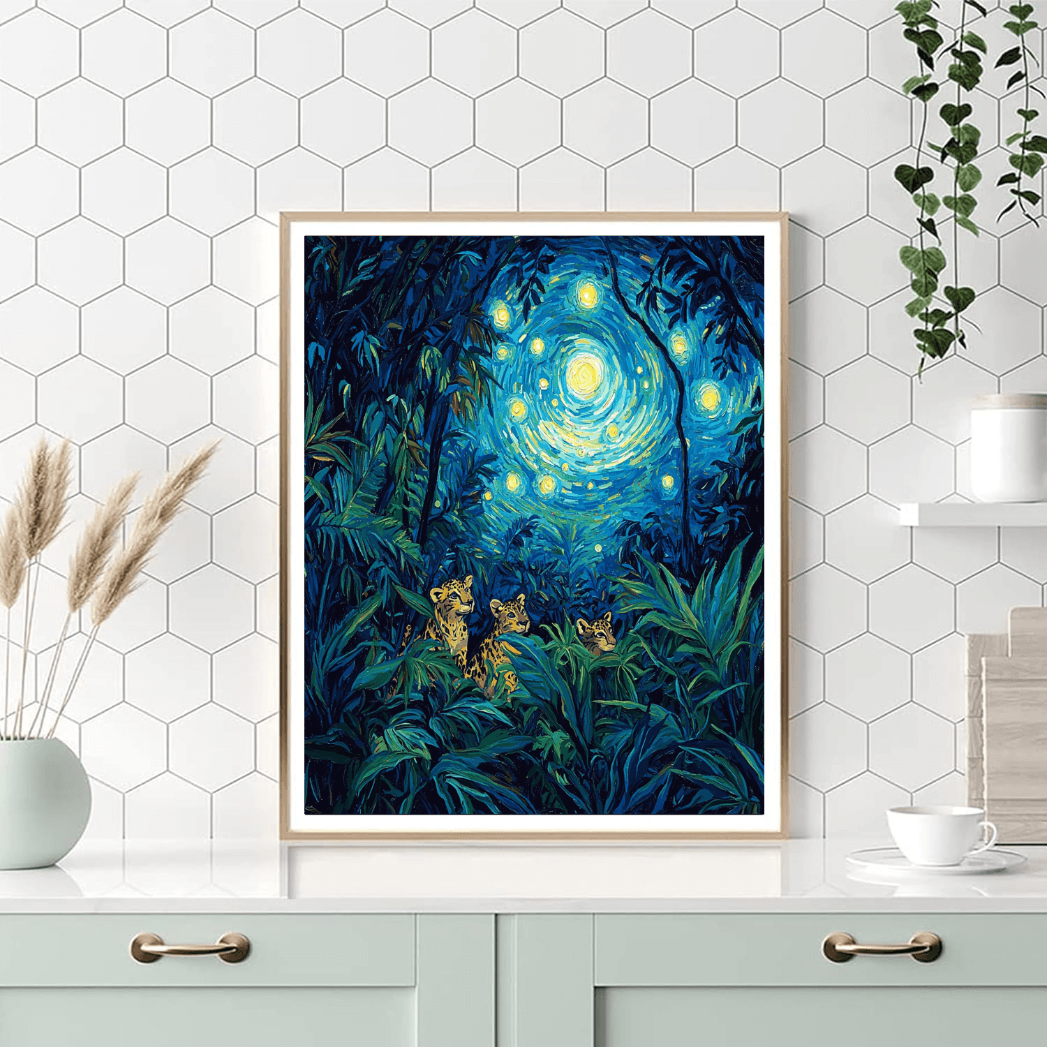 Vincent Van Gogh Inspired Starry Jungle Night  Painting By Numbers Kit