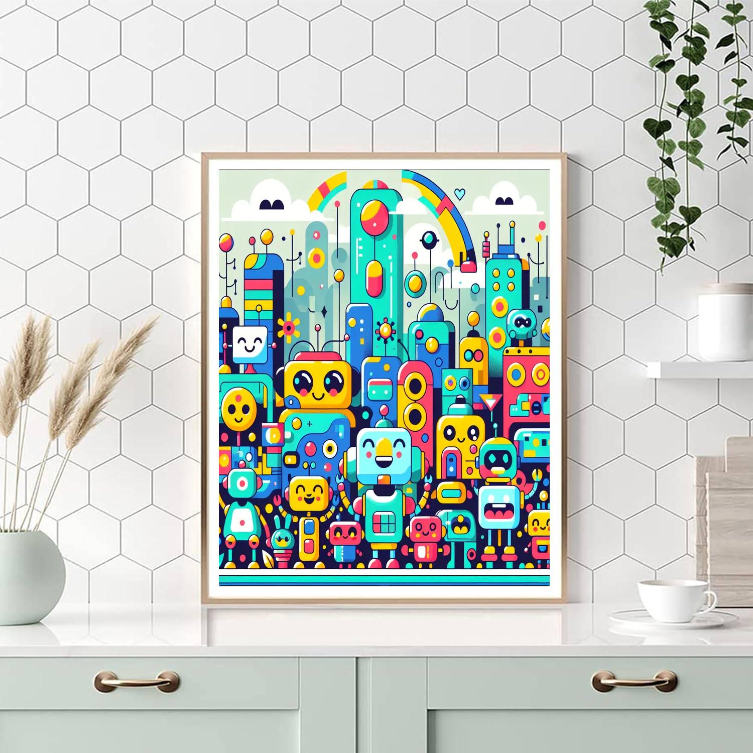 Robot Cityscape Adventure Paint By Numbers