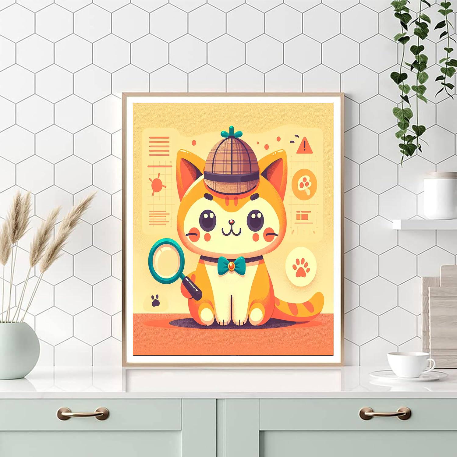 Curious Cat Detective Painting Number Kit