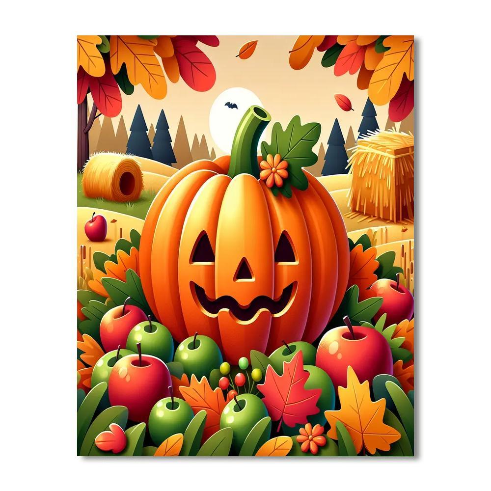 Cheerful Harvest Pumpkin DIY Paint By Numbers