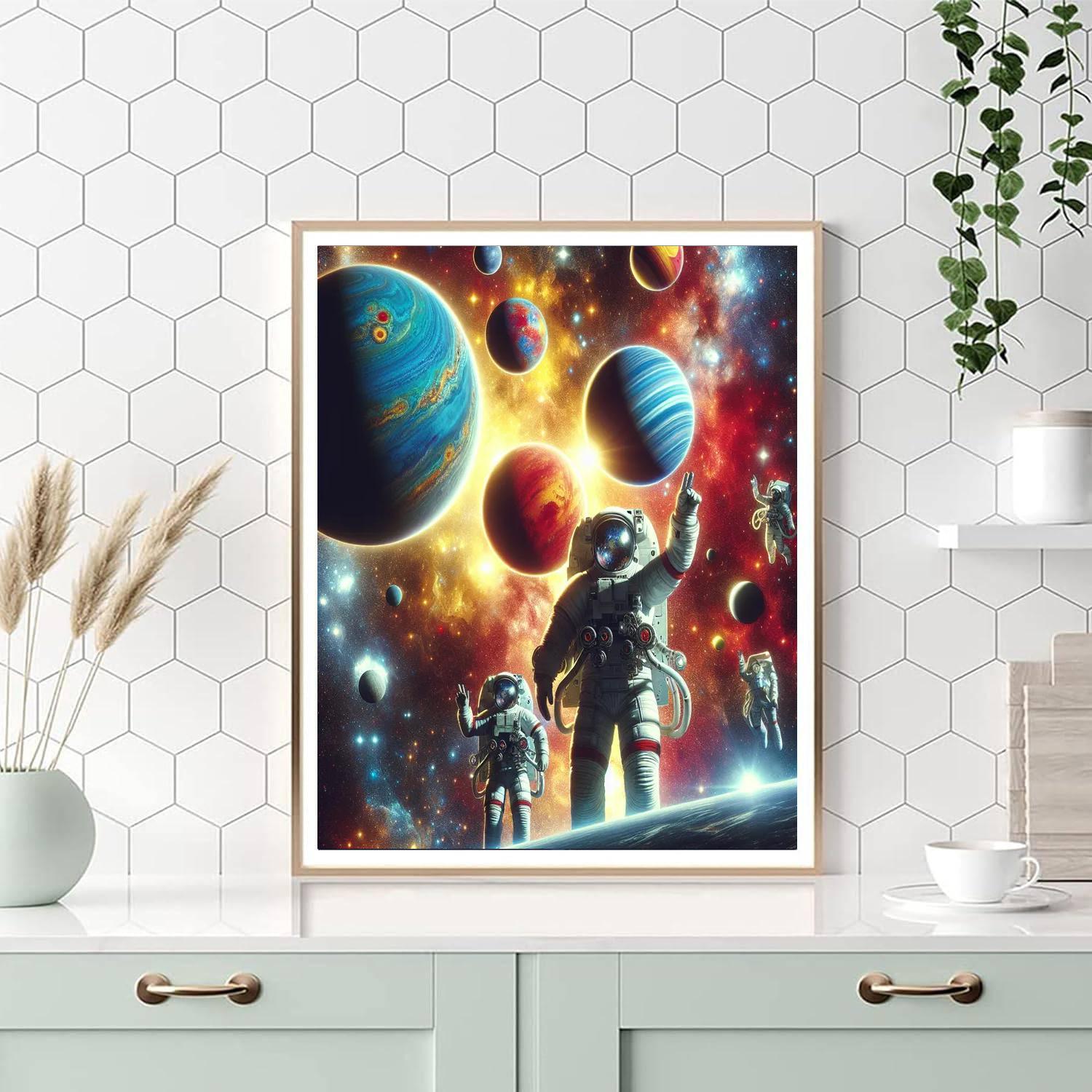 Astronauts And Planets Delight Painting By Numbers Kit