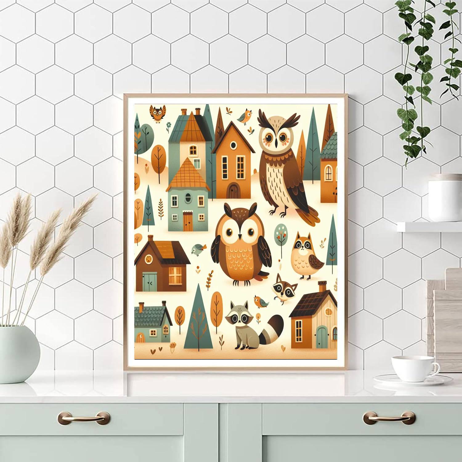 Quaint Woodland Village Painting By Numbers Kit