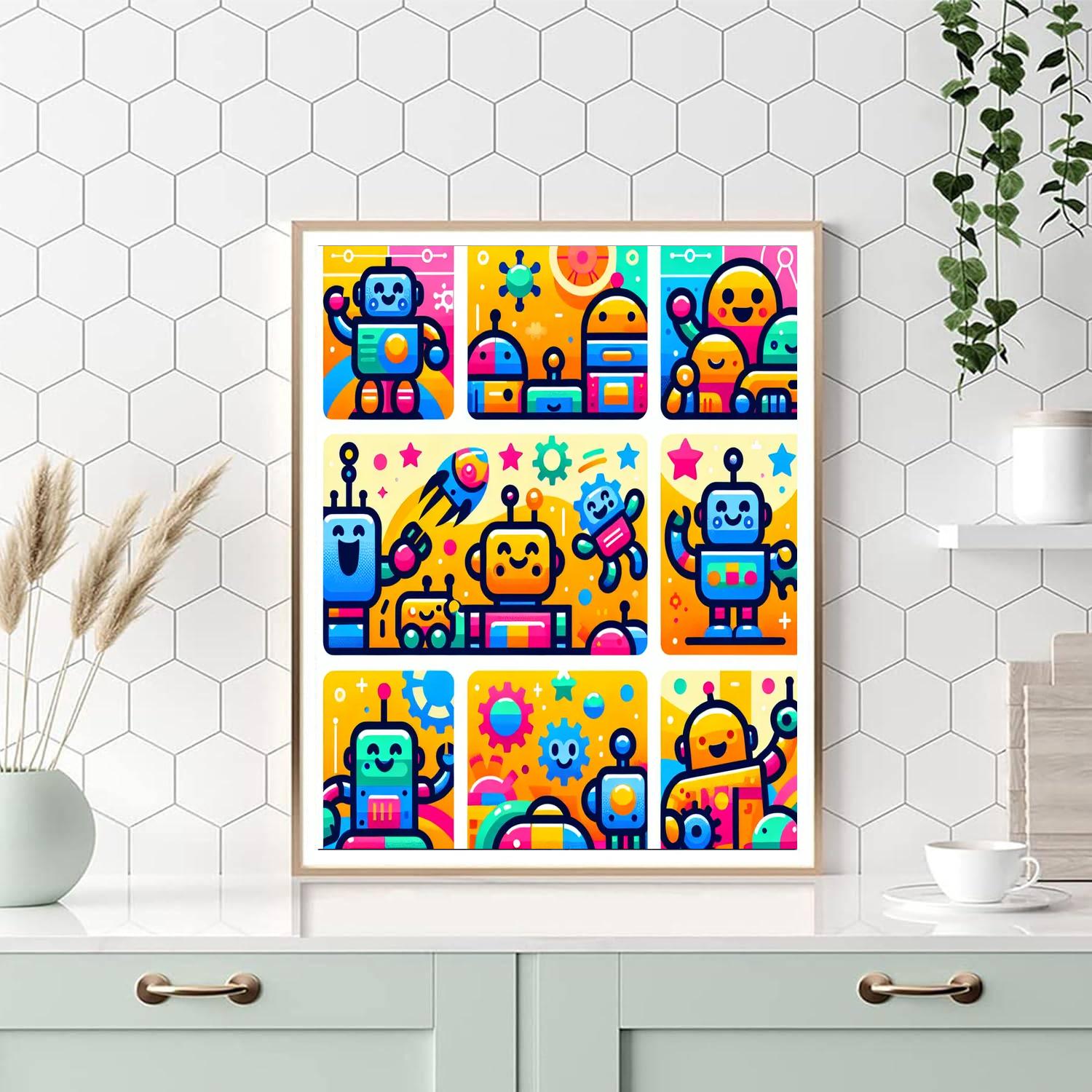 Cheerful Robots Numbered Painting Kits