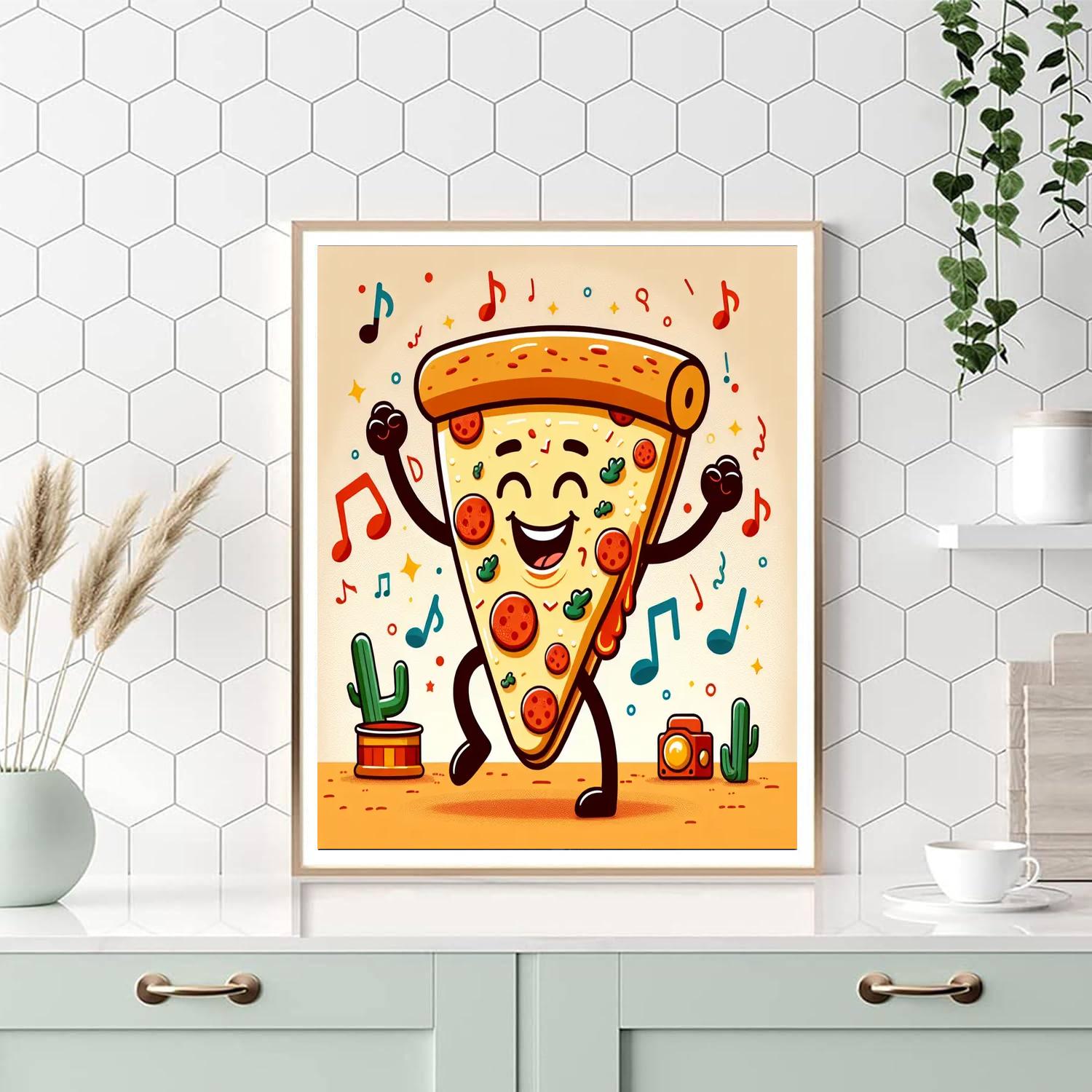 Dancing Pizza Slice Painting By Numbers Kit