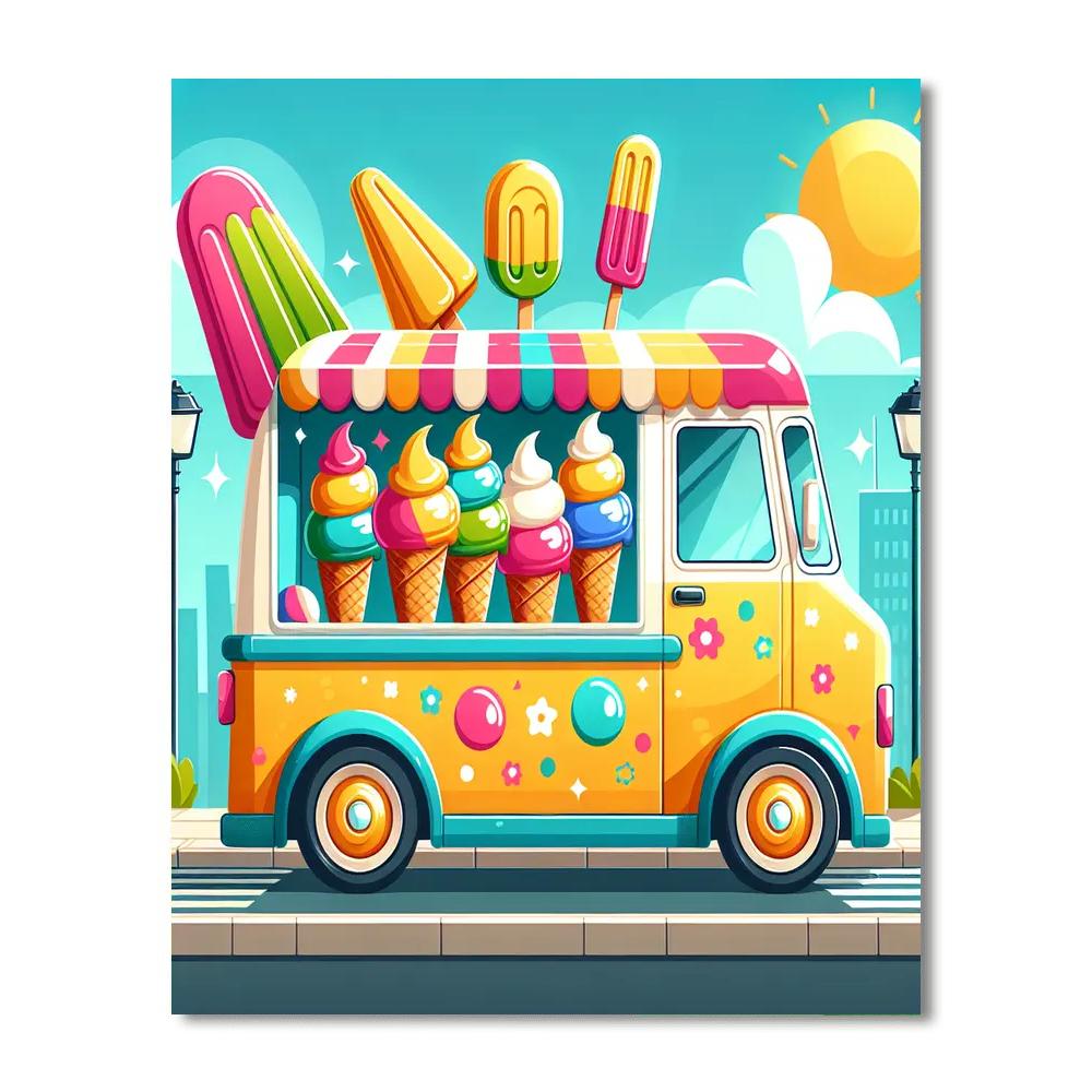 Ice Cream Truck Delight DIY Paint By Numbers