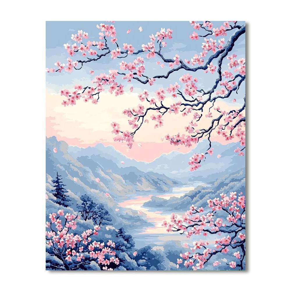Utagawa Hiroshige Inspired Whispers Of The Cherry Blossom  Number Painting