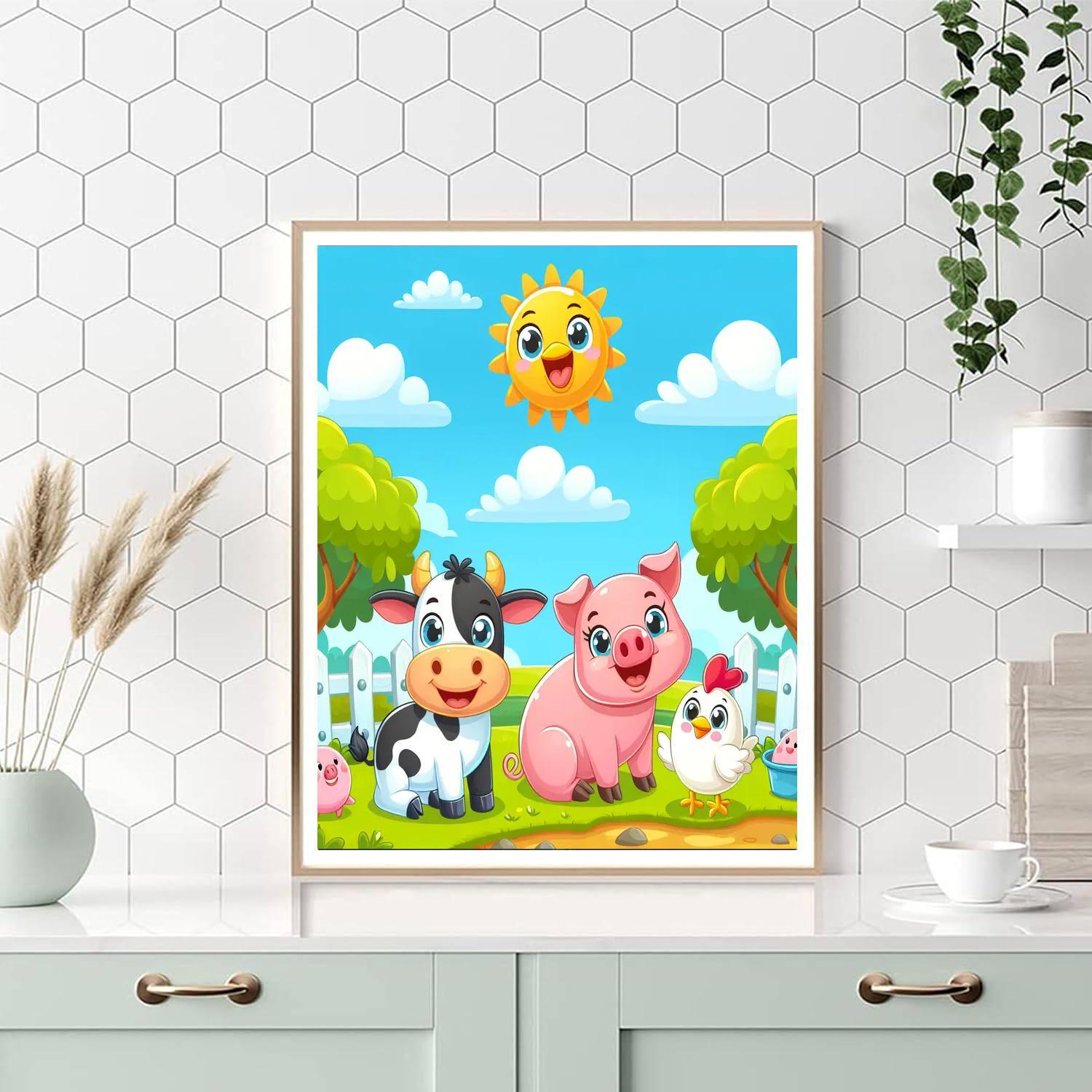 Colorful Farmyard Fun Painting By Numbers Kit