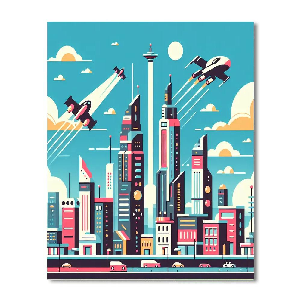 Futuristic City Of Tomorrow Painting Number Kit