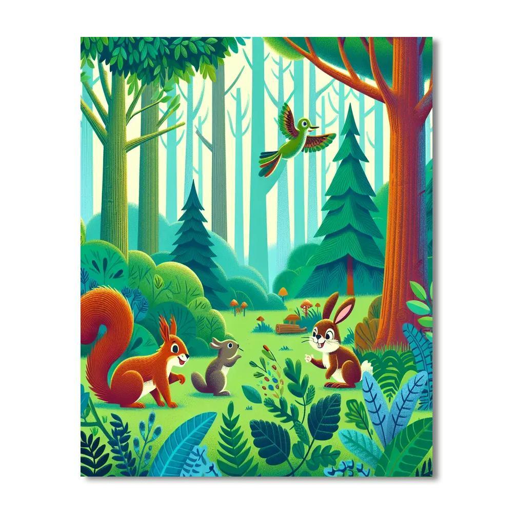 Playful Woodland Frolic Numbered Painting Kits