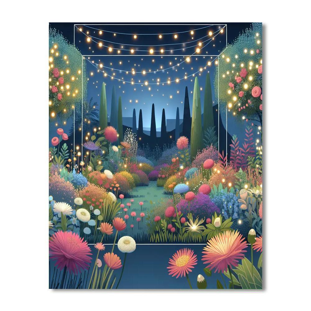 Enchanted Garden With Fairy Lights Painting By Numbers Kit