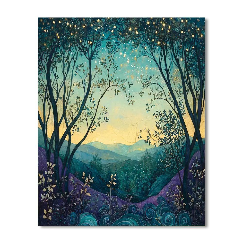 Alphonse Mucha Inspired Whispers Of The Midnight Forest  Numbered Painting Kits