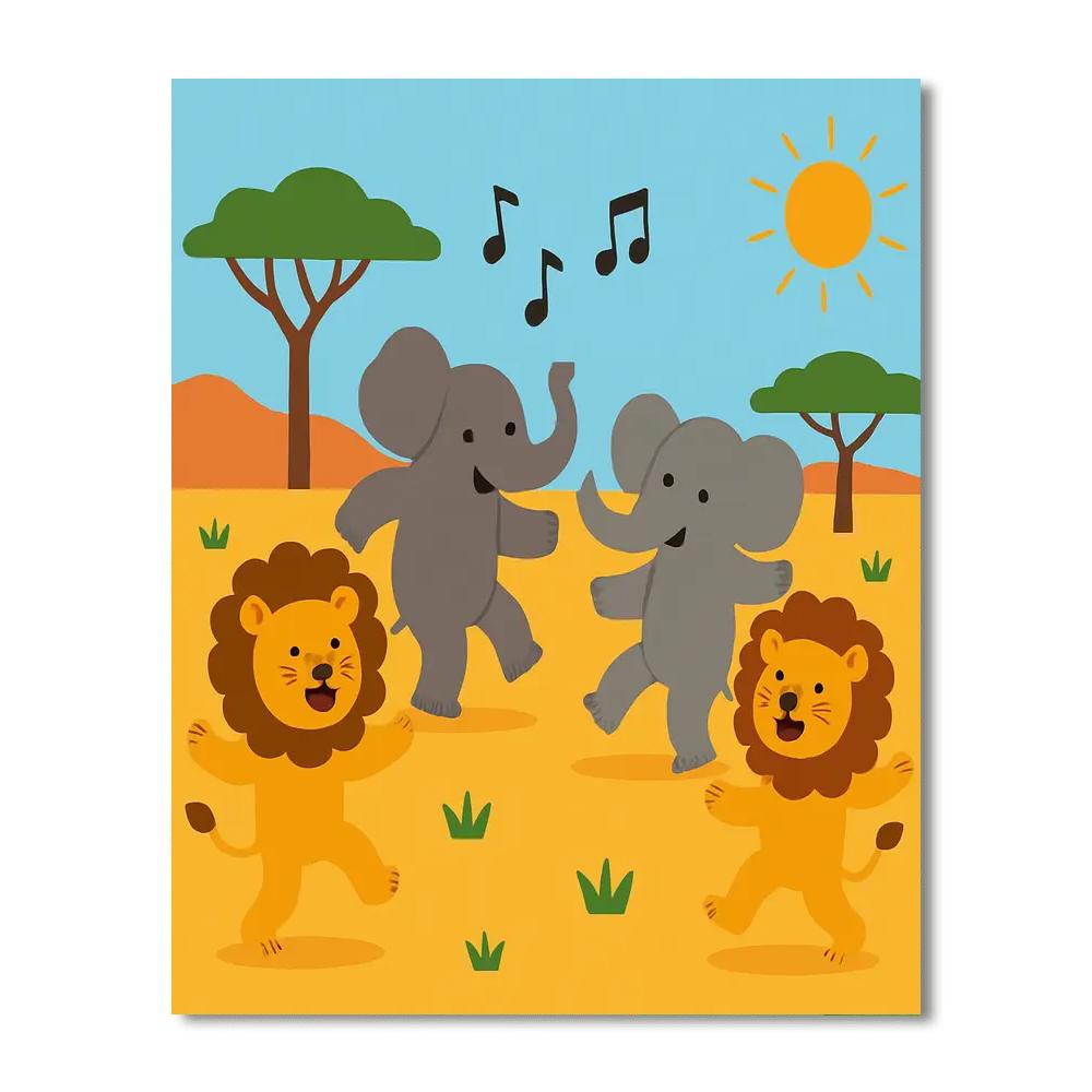 Safari Animal Dance Party Paint By Number